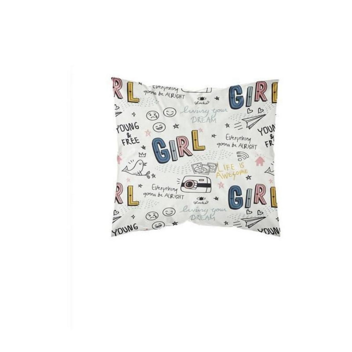 Today TODAY Parure de lit Enfant Kids First 1.11 - 1 personne - Housse de couette 140 x 200 et 1 taie doreiller 63 x 63 - Imprime blan