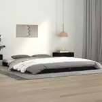 VIDAXL Cadre de lit Noir 140x190 cm Bois de pin massif