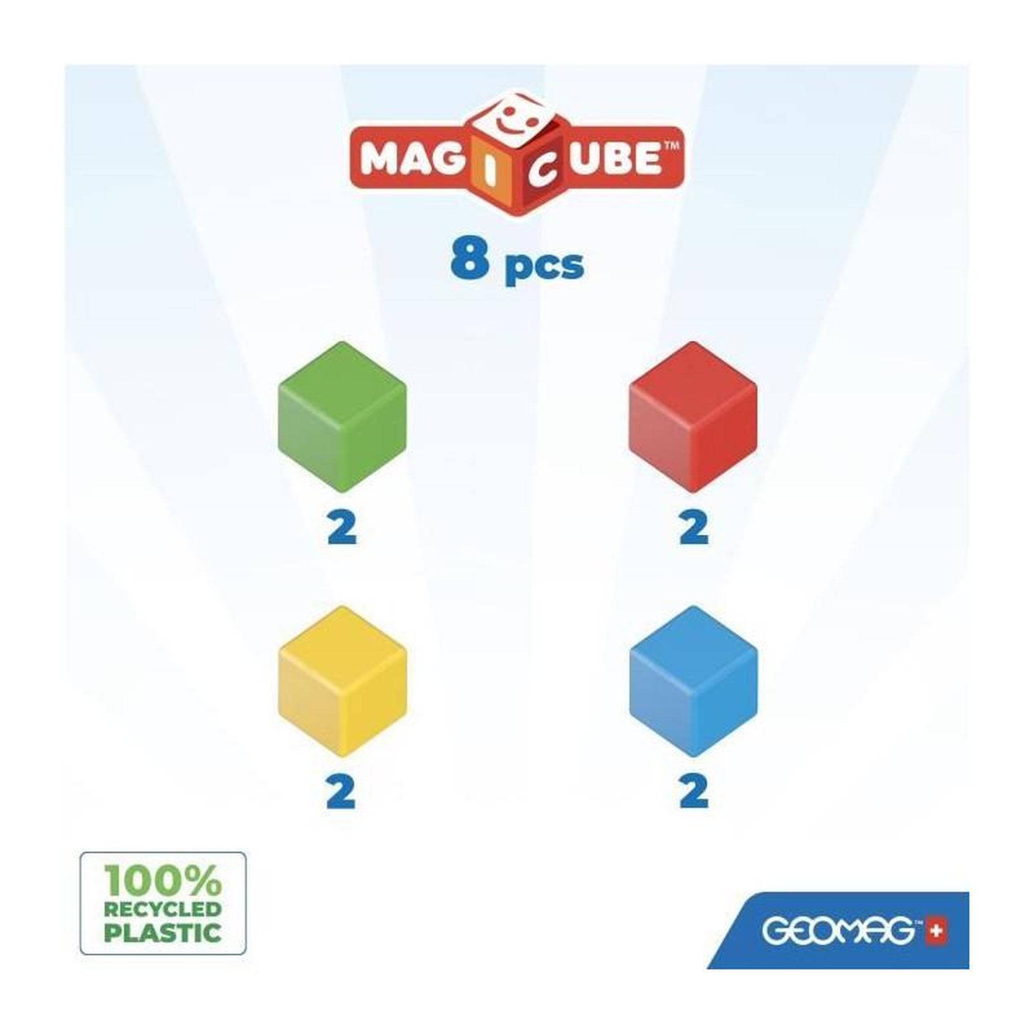 Voir la diapositive 2 : Geomag Jeu de construction magnétique - GEOMAG - Magicube Recycled Creative Set - 8 pieces - Plastique recyclé - Des 1 an