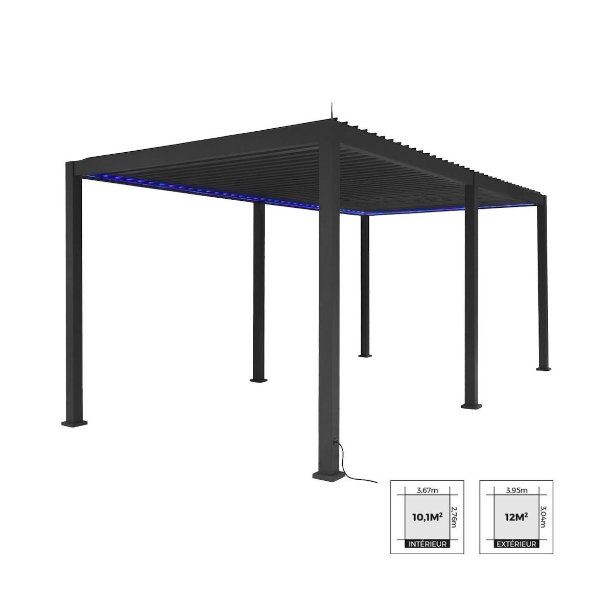 SWEEEK Pergola bioclimatique motorisée aluminium 6x3m LED + 2 stores 3m Triomphe