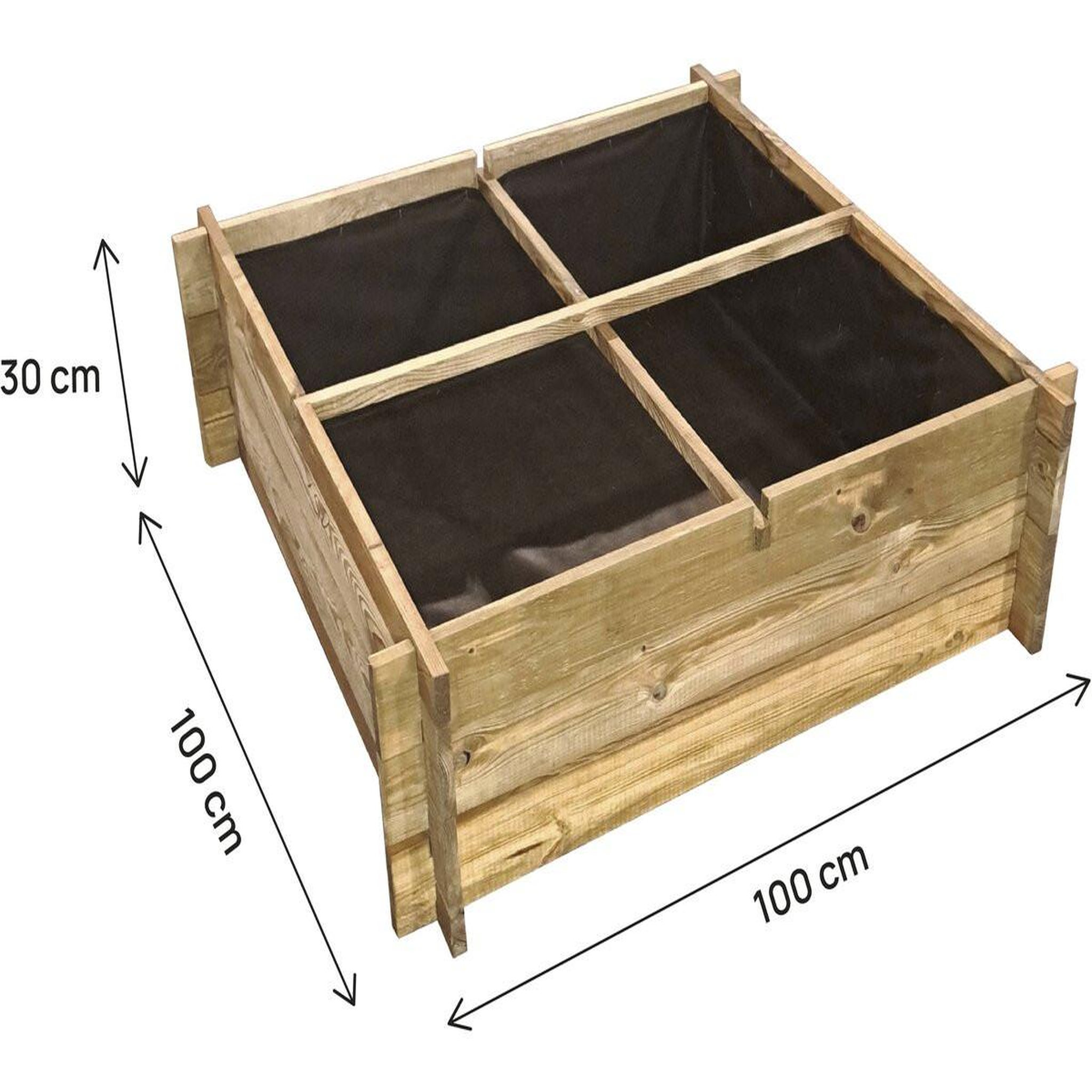 Voir la diapositive 3 : Habitat et Jardin Carré potager en bois  Aroma  - 100 x 100 x 30 cm