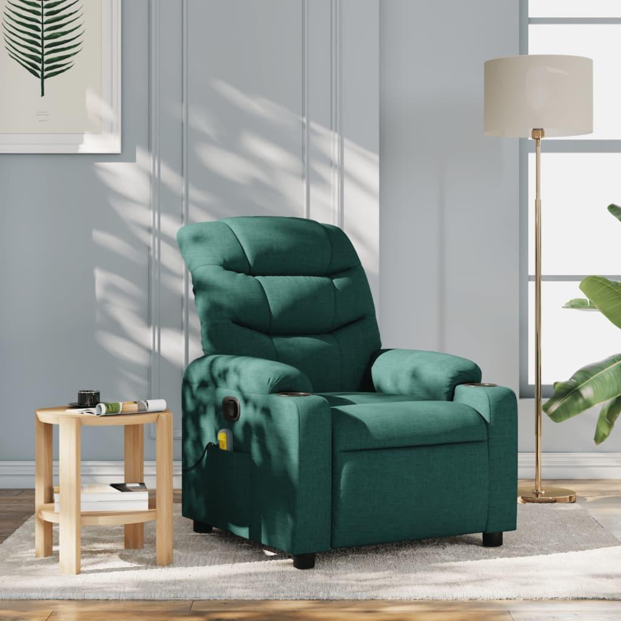 VIDAXL Fauteuil de massage inclinable Vert fonce Tissu