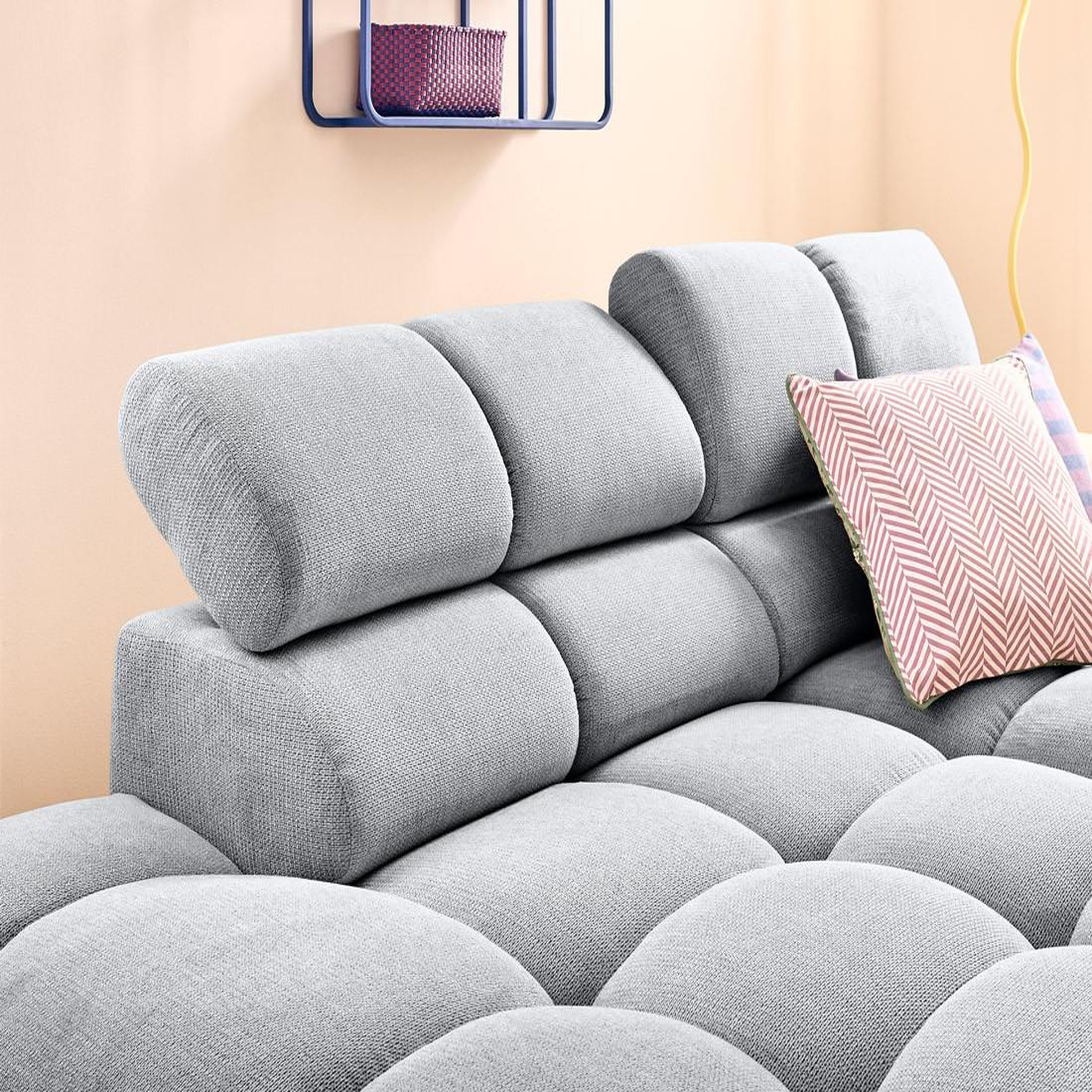 Voir la diapositive 5 : LISA DESIGN Matera - canapé d'angle gauche 4 places avec têtières réglables en tissu texturé