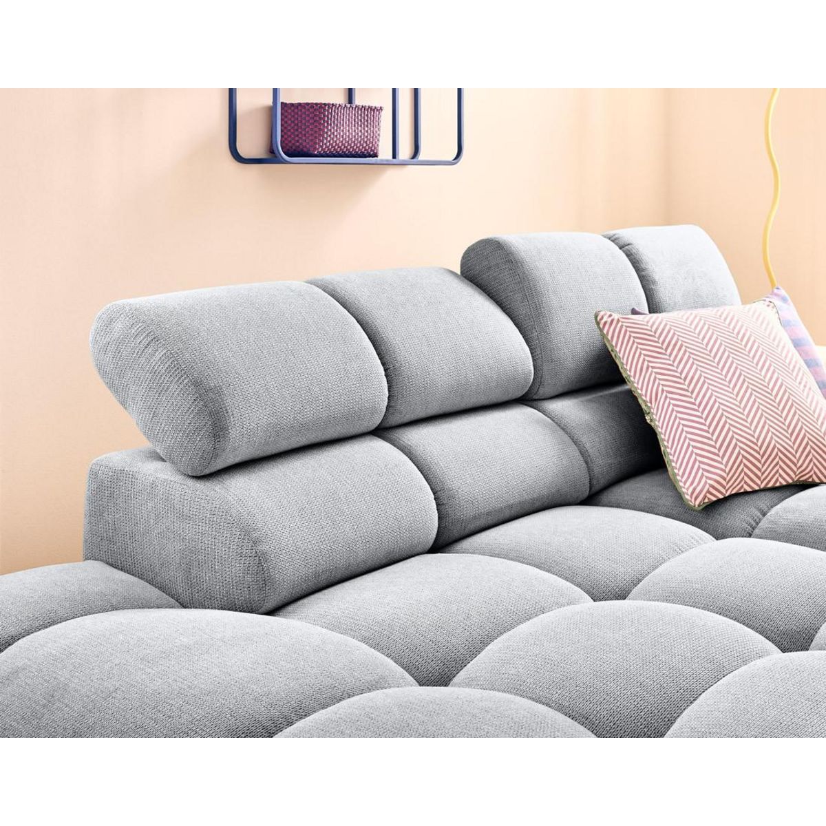 LISA DESIGN Matera - canapé d'angle gauche 3 places avec têtières réglables en tissu texturé