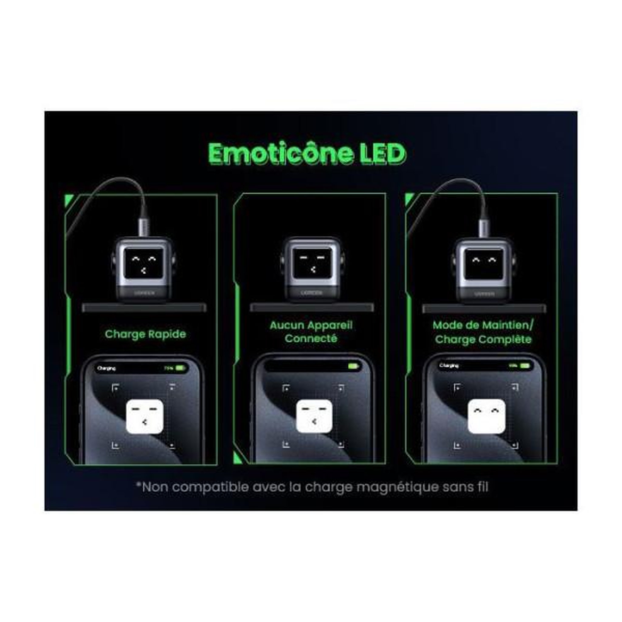 Voir la diapositive 4 : UGREEN Chargeur secteur robot 4 ports - ugreen - 100w - pd - noir