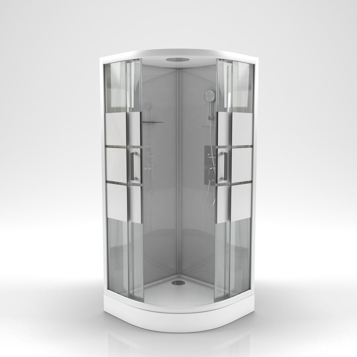 Aurlane Cabine de douche quart de cercle grise verre dépoli 90x90 cm - GREY RIVER II