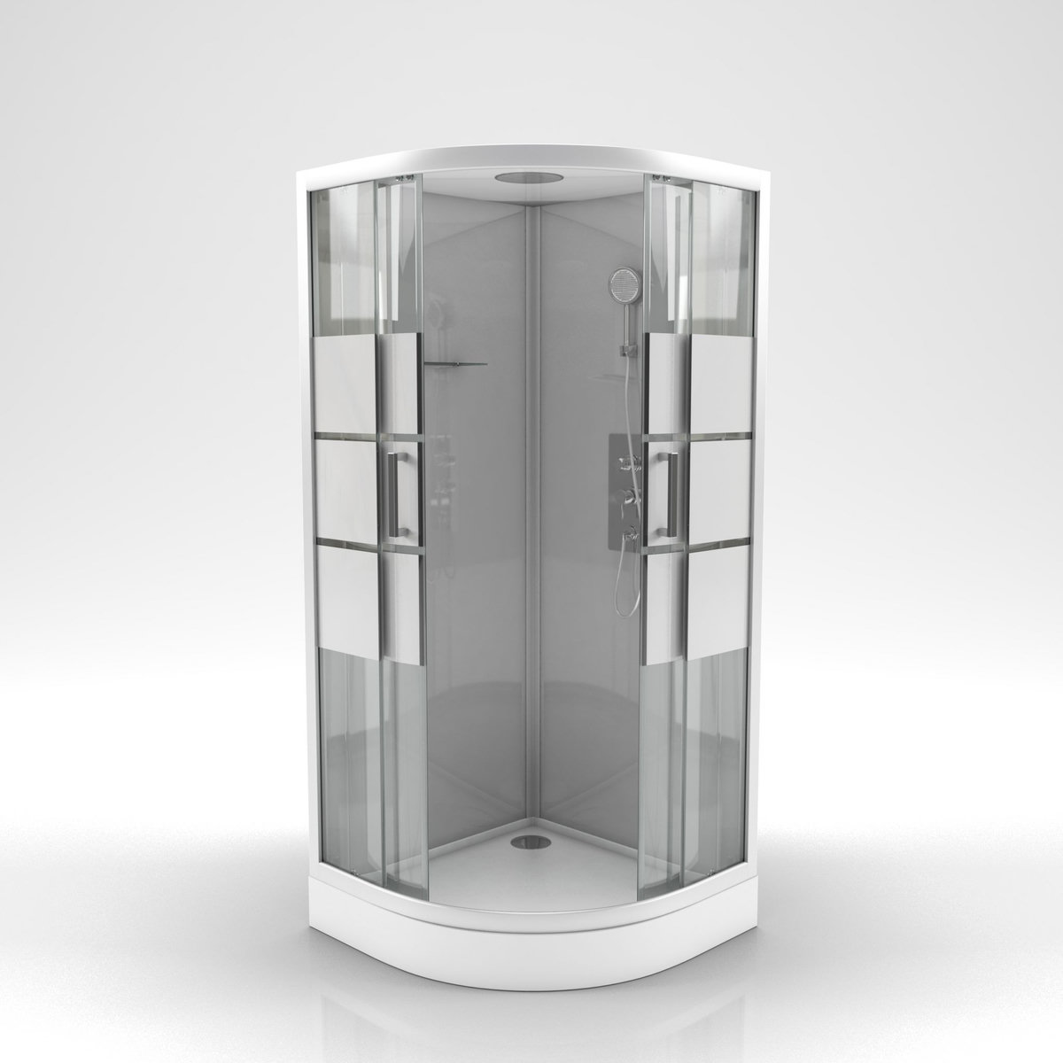 Aurlane Cabine de douche quart de cercle grise verre dépoli 90x90 cm - GREY RIVER II