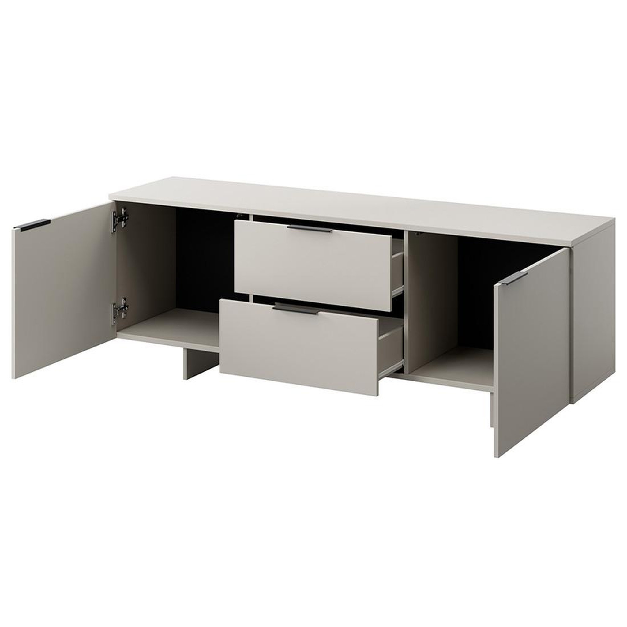 Voir la diapositive 2 : BEST MOBILIER Canterbury - meuble tv - 2 tiroirs et 2 portes - beige - 180 cm