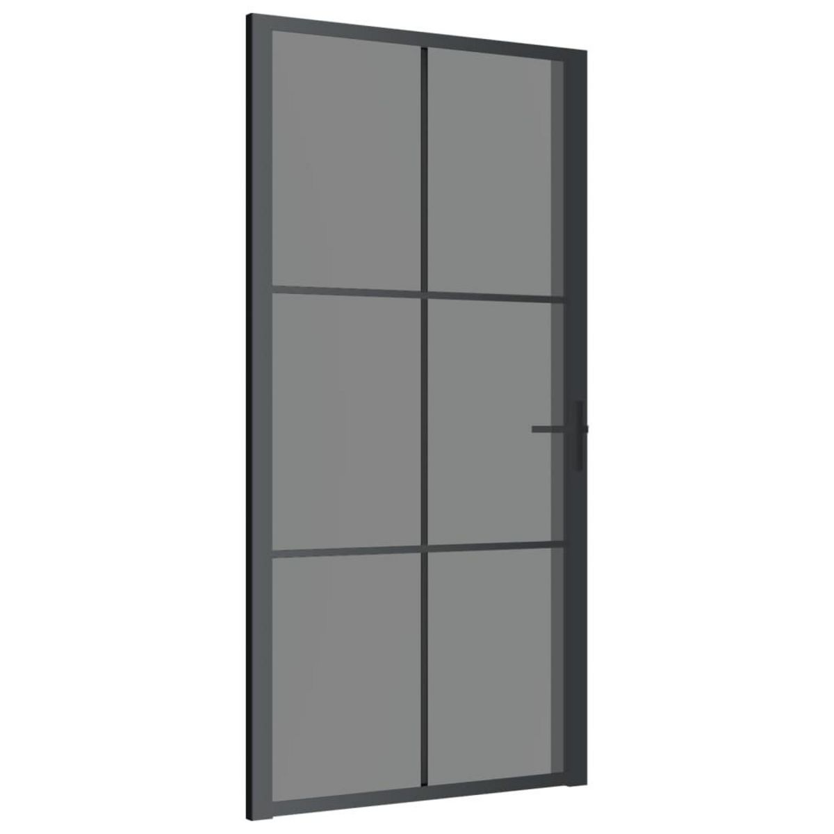 VIDAXL Porte interieure 102,5x201,5 cm Noir Verre ESG et aluminium