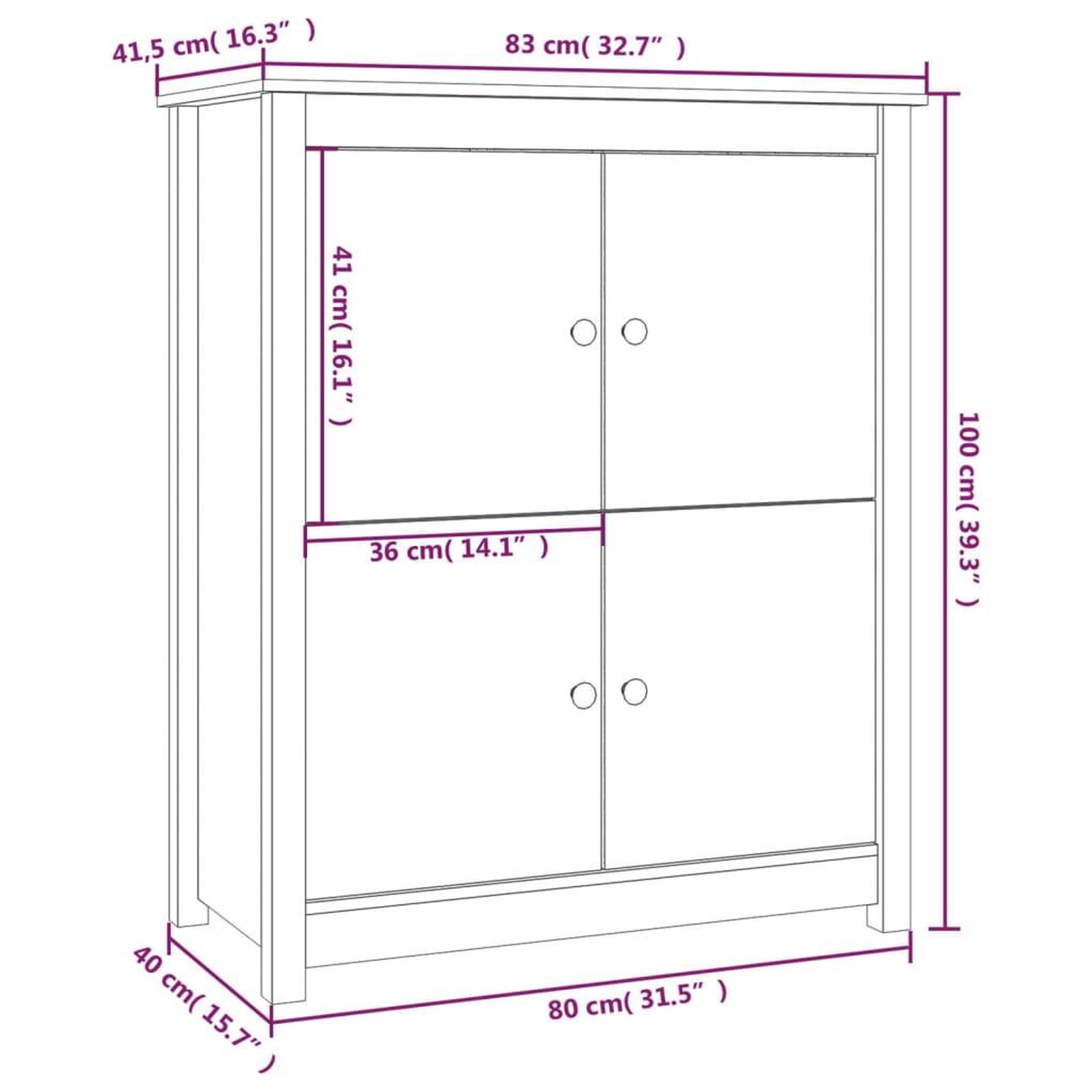 Voir la diapositive 6 : VIDAXL Buffet Blanc 83x41,5x100 cm Bois massif de pin