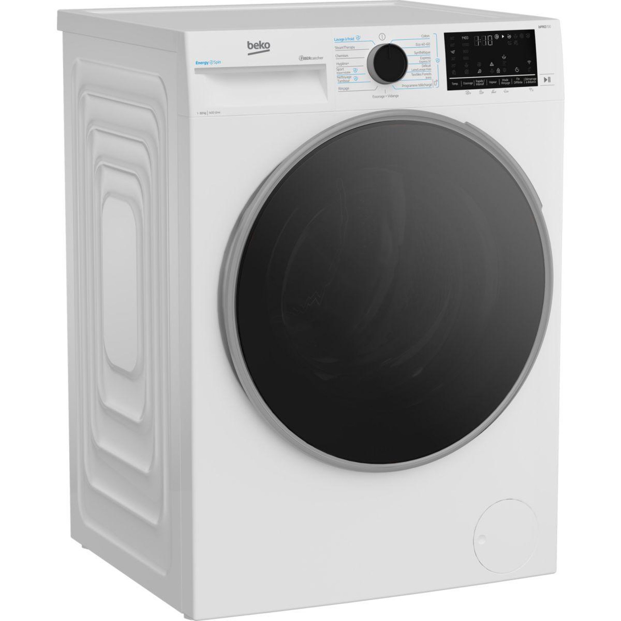 Voir la diapositive 3 : Beko Lave linge hublot B7WFT6104019W - 10 kg - 1400 tr/min - Classe A - Moteur induction - wifi - EnergySpin -FiberCatcher
