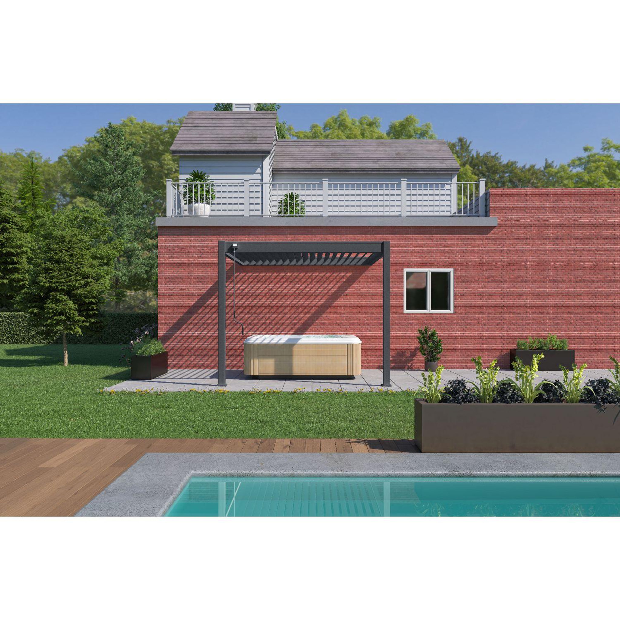 Voir la diapositive 1 : Pergola Bioclimatique adossée 3x3 m - Anthracite - VS OmBREA®