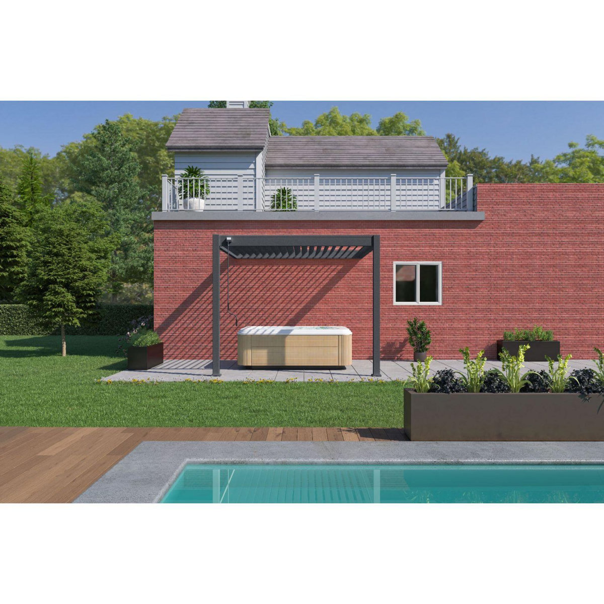 Pergola Bioclimatique adossée 3x3 m - Anthracite - VS OmBREA®