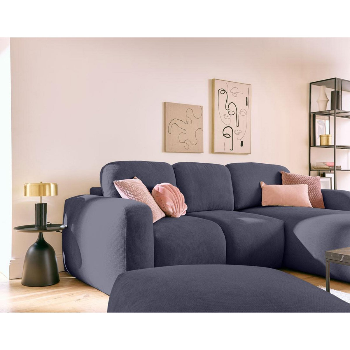 LISA DESIGN Sorrente - canapé d'angle réversible - convertible avec coffre - 4 places - en tissu texturé