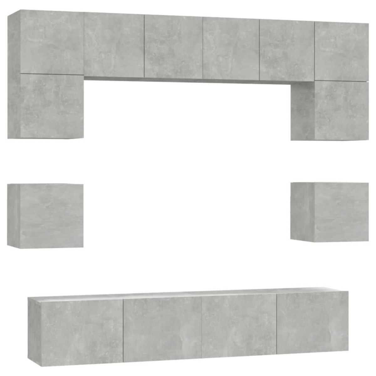VIDAXL Ensemble de meubles TV 8 pcs Gris beton Bois d'ingenierie