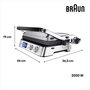 Voir la diapositive 4 : BRAUN Grille-viande CG9040 inox 2 zones e cuisson plaques movibles à poser, 37x23 cm