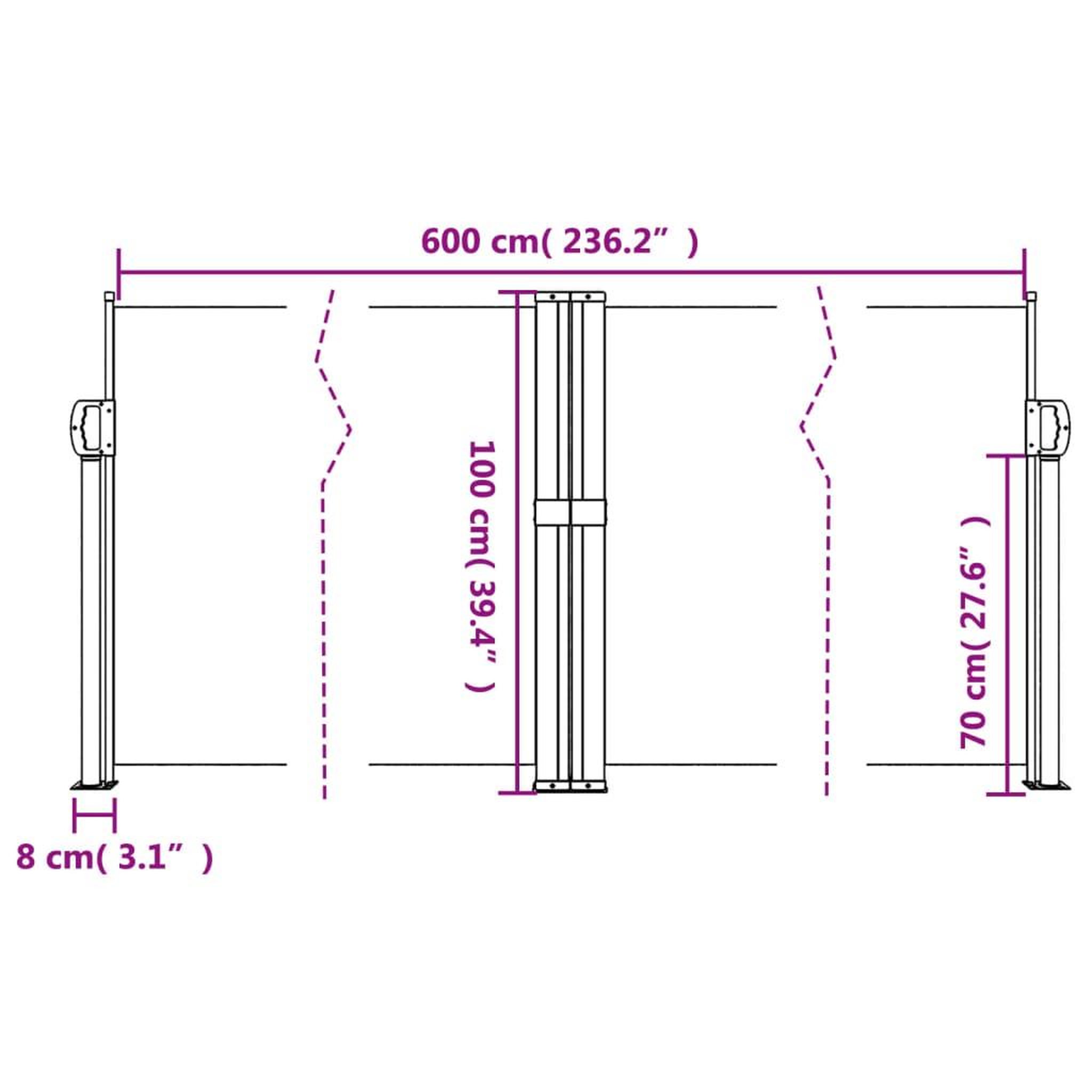 Voir la diapositive 6 : VIDAXL Auvent lateral retractable terre cuite 100x600 cm