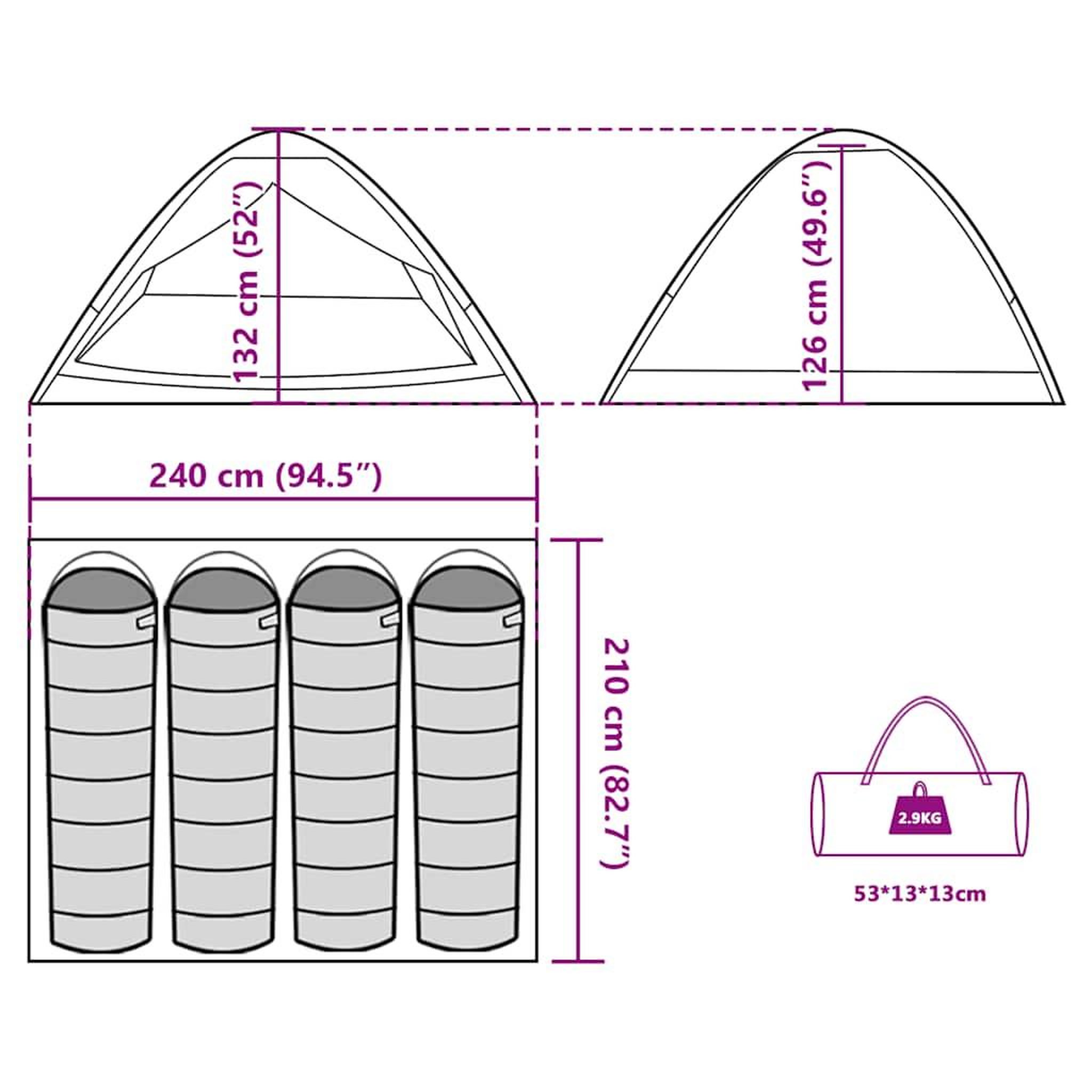 Voir la diapositive 6 : VIDAXL Tente de camping a dome 4 personnes gris et orange impermeable
