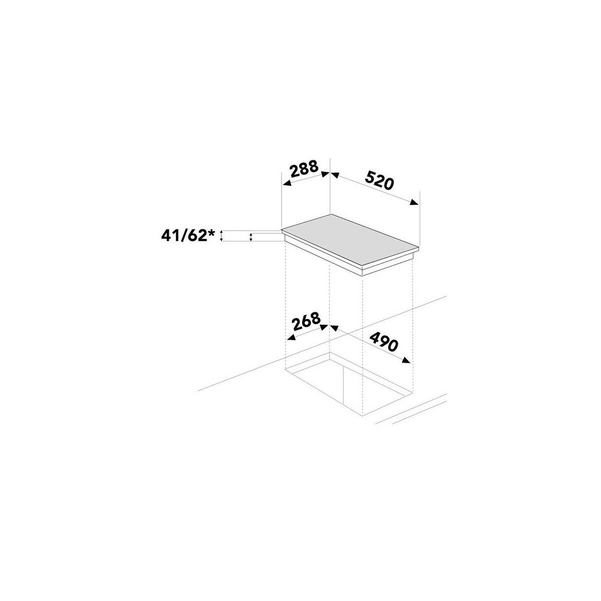 Glem Table domino vitrocéramique 30cm 3000w noir - GTH32T