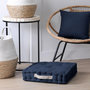 Voir la diapositive 2 : STOF Coussin de sol 45x45x10cm marine et lin 100% coton