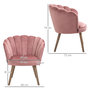 Voir la diapositive 3 : HOMCOM Fauteuil design coquillage piètement effilé bois d'hévéa dossier enveloppant strié aspect velours rose poudré