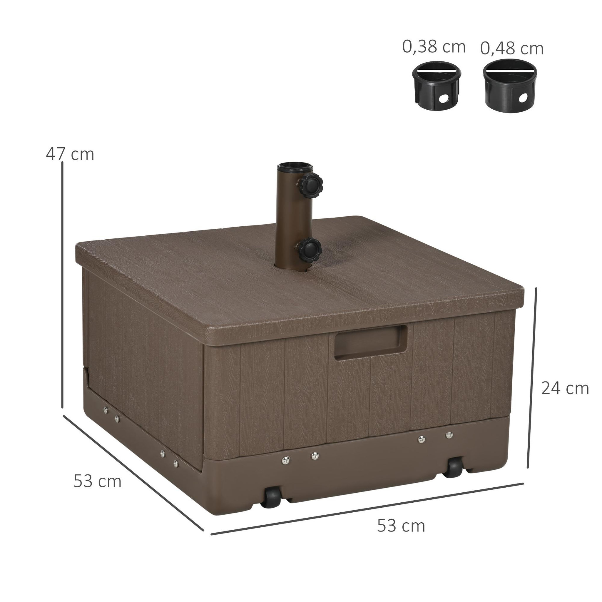 Voir la diapositive 3 : OUTSUNNY Pied de parasol table d'appoint jardinière 3 en 1 marron
