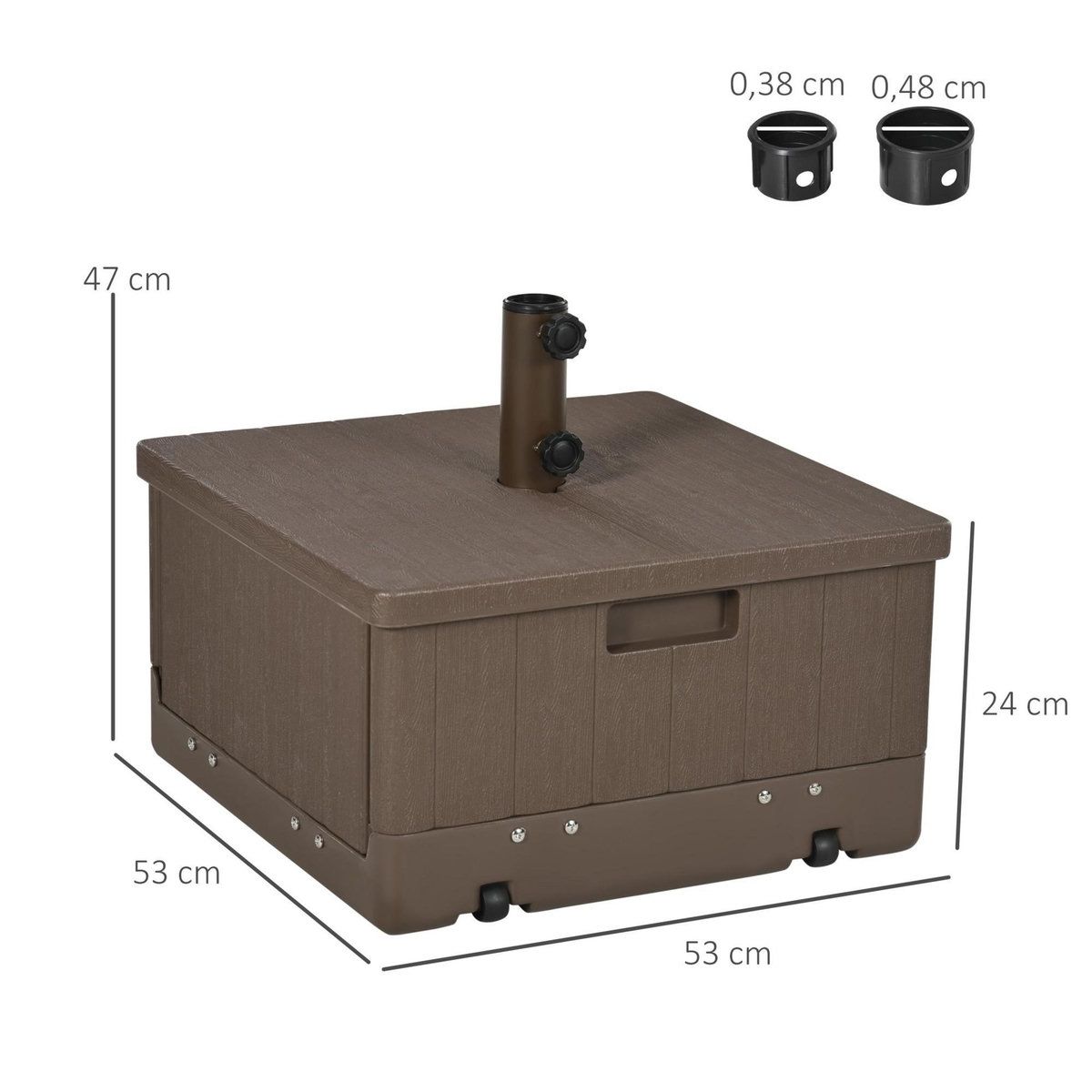 OUTSUNNY Pied de parasol table d'appoint jardinière 3 en 1 marron