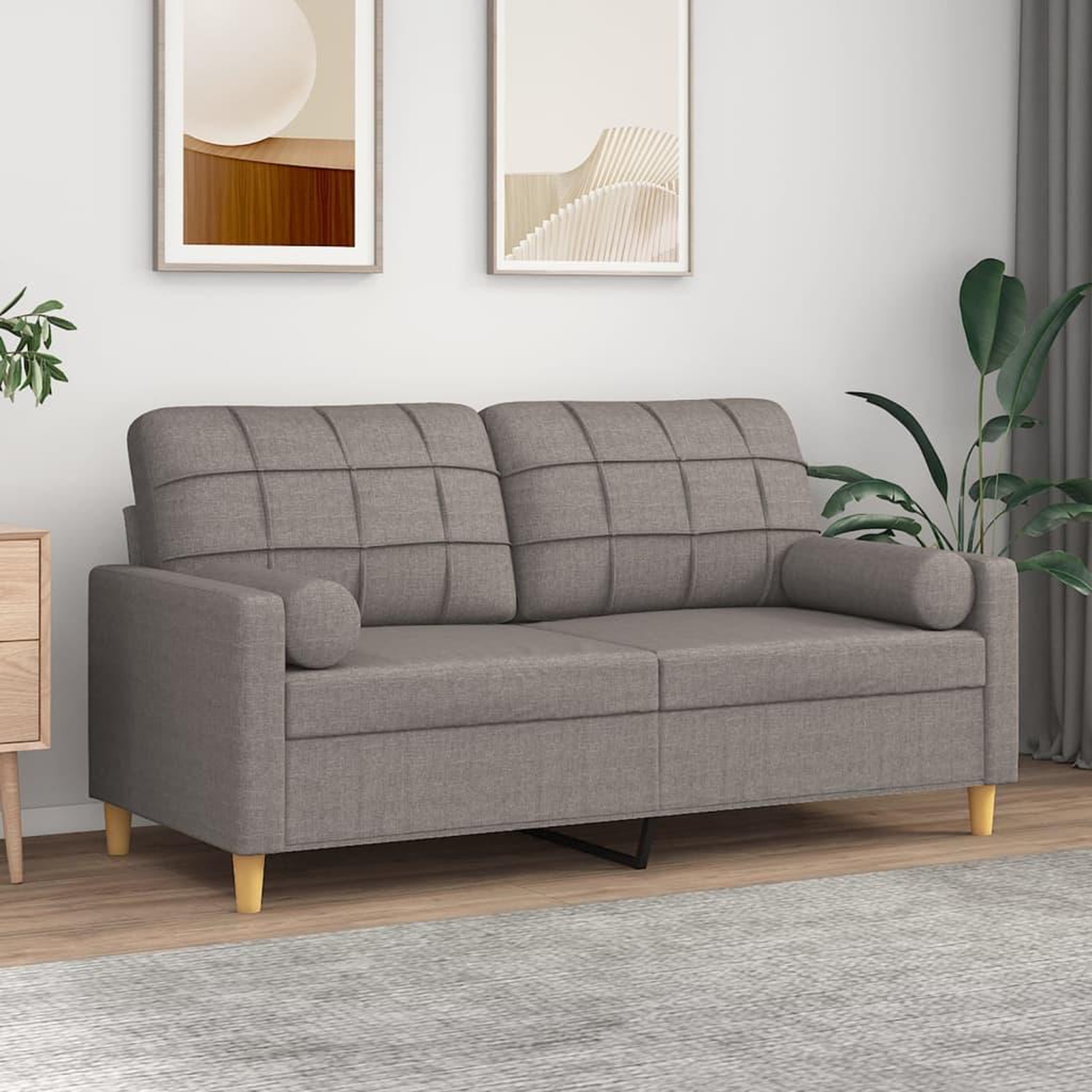 VIDAXL Canape 2 places avec oreillers decoratifs taupe 140 cm tissu