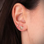 Voir la diapositive 2 : L'ATELIER D'AZUR Boucles d'Oreilles Or 18 Carats 750/000 Bicolore Trèfle - Zirconium