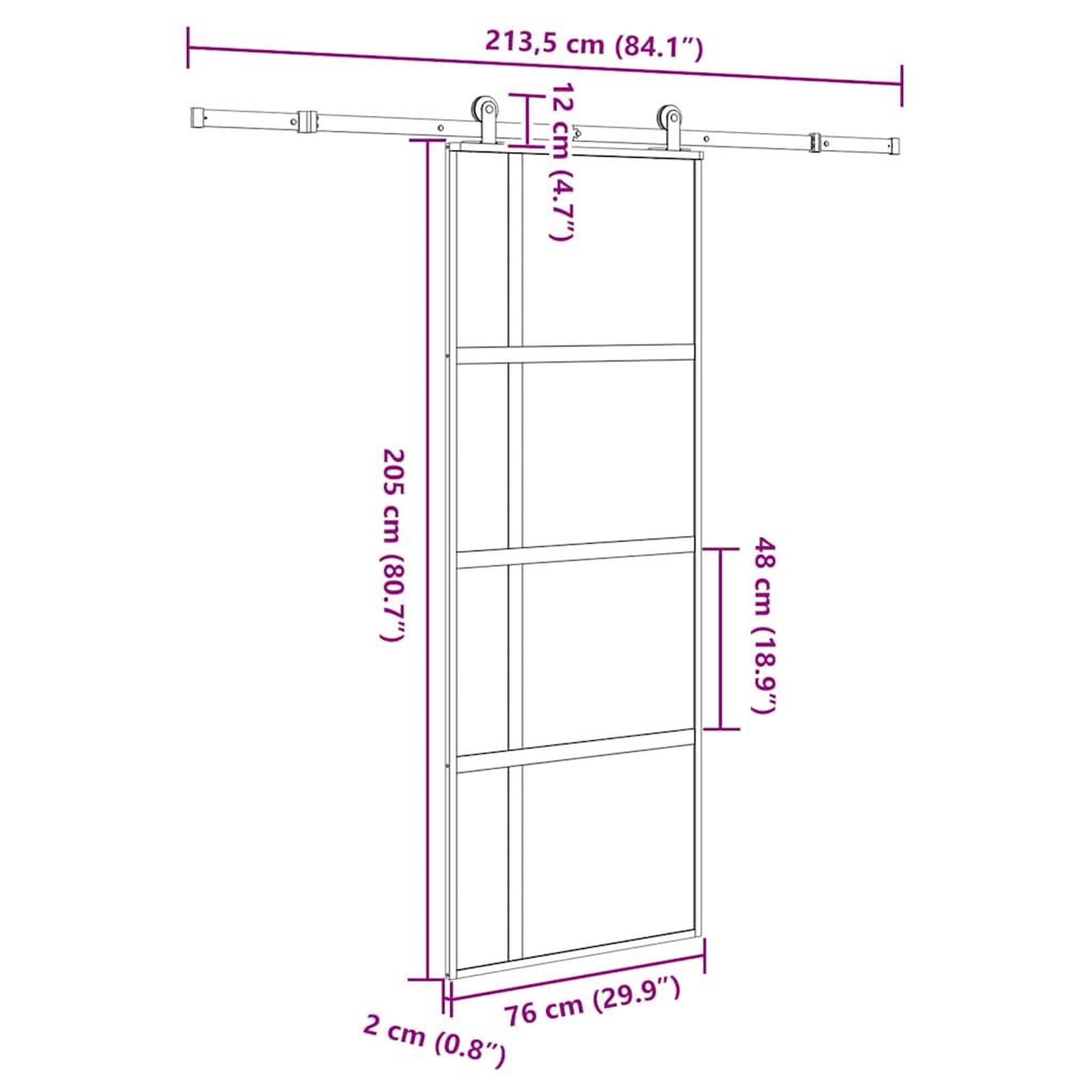 Voir la diapositive 6 : VIDAXL Porte coulissante kit de quincaillerie trempe verre aluminium