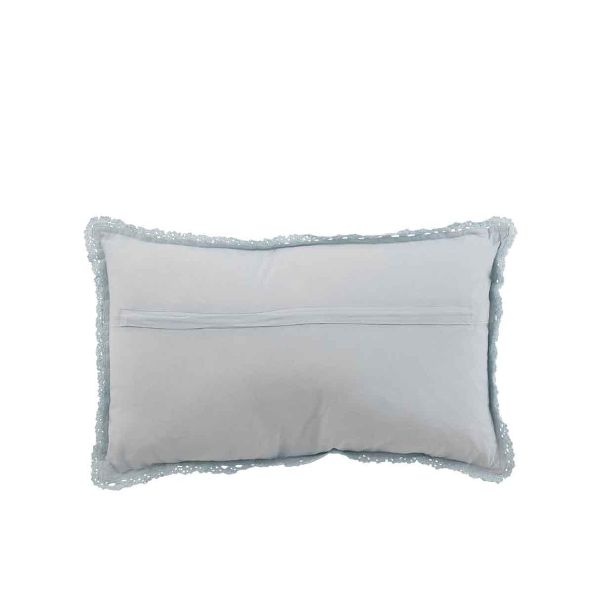 Voir la diapositive 2 : J-LINE Coussin déco  dentelles  30x50cm bleu