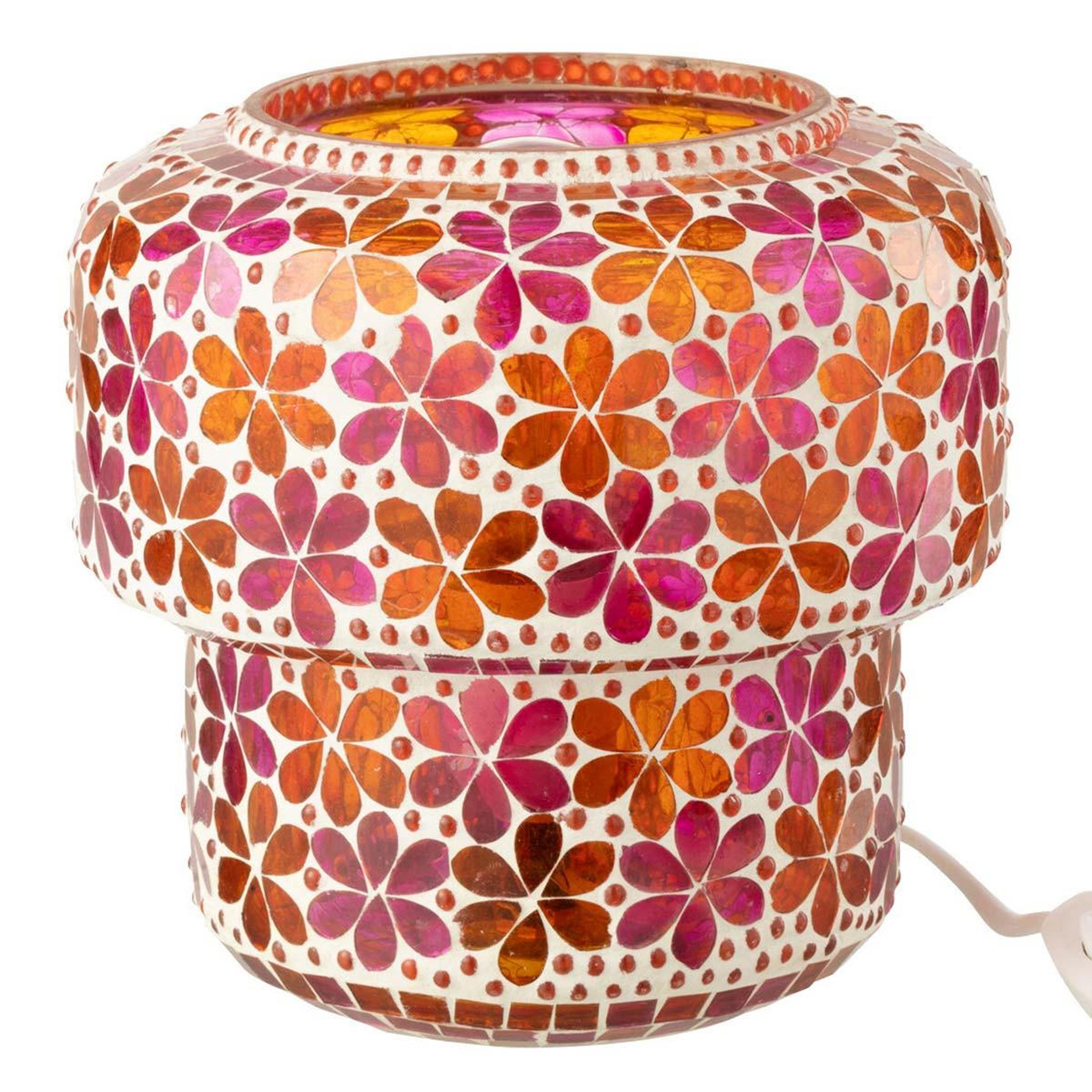 J-LINE Lampe à poser mosaïque  ruthie  19cm rose & orange