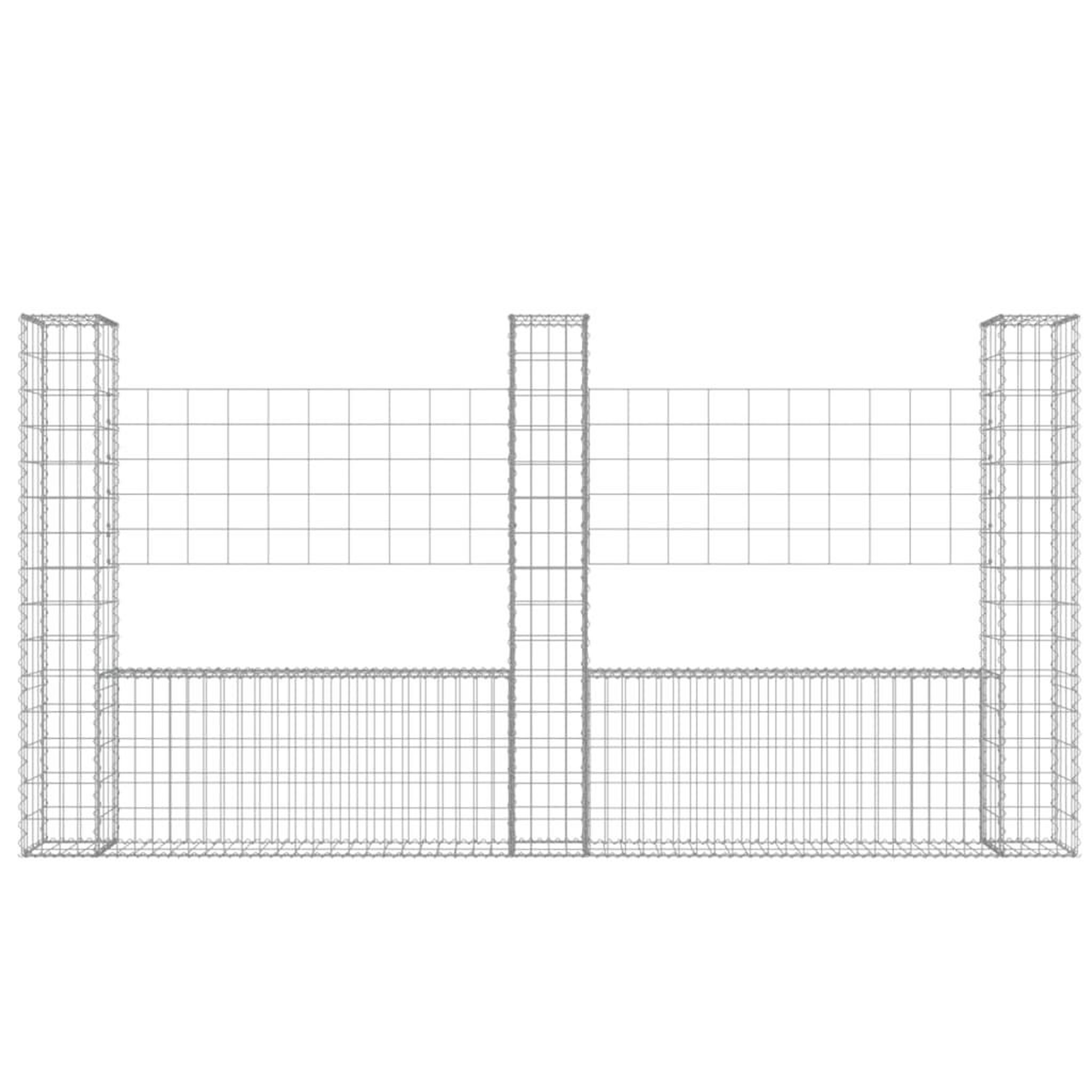 Voir la diapositive 3 : VIDAXL Panier de gabion en forme de U avec 3 poteaux Fer 260x20x150 cm