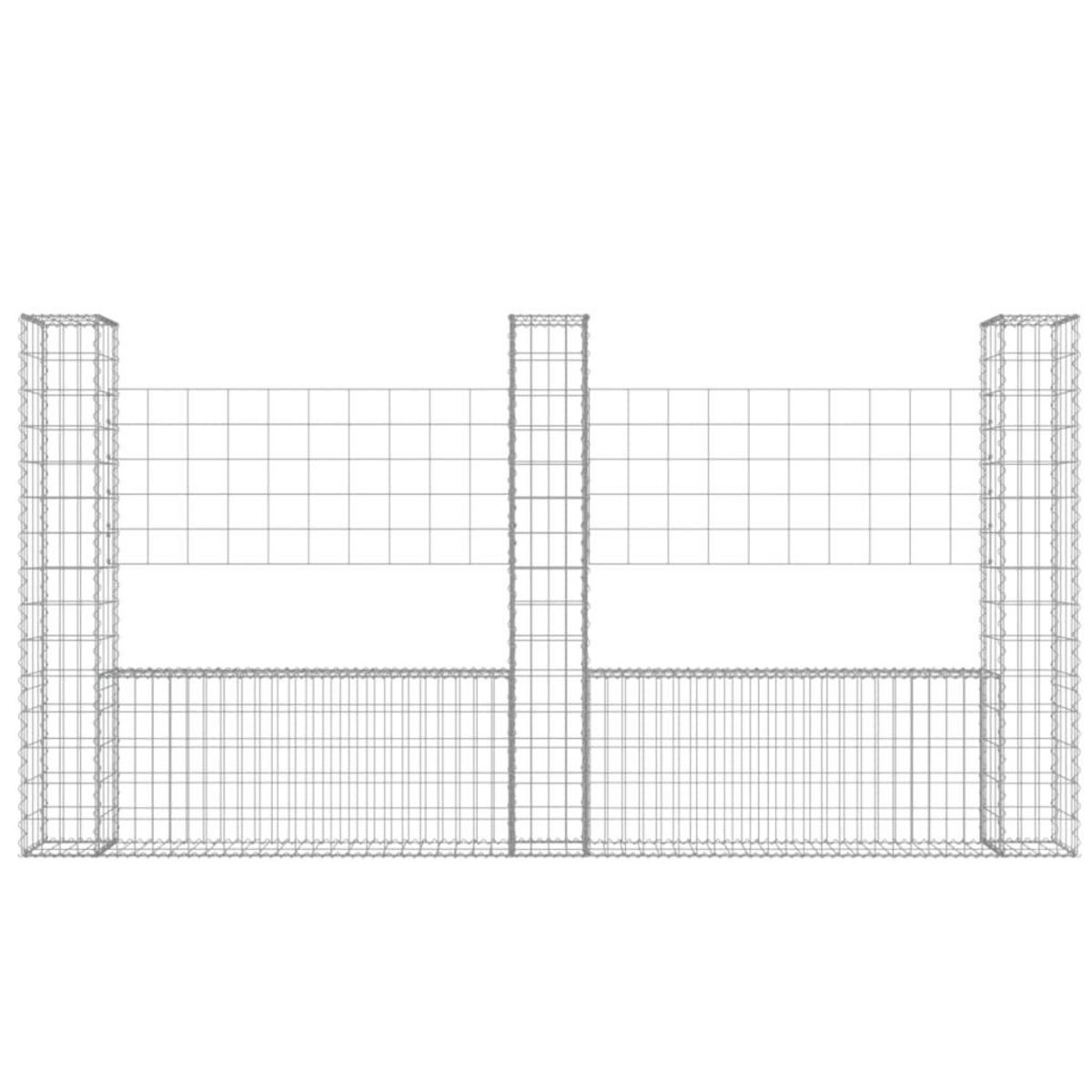 VIDAXL Panier de gabion en forme de U avec 3 poteaux Fer 260x20x150 cm