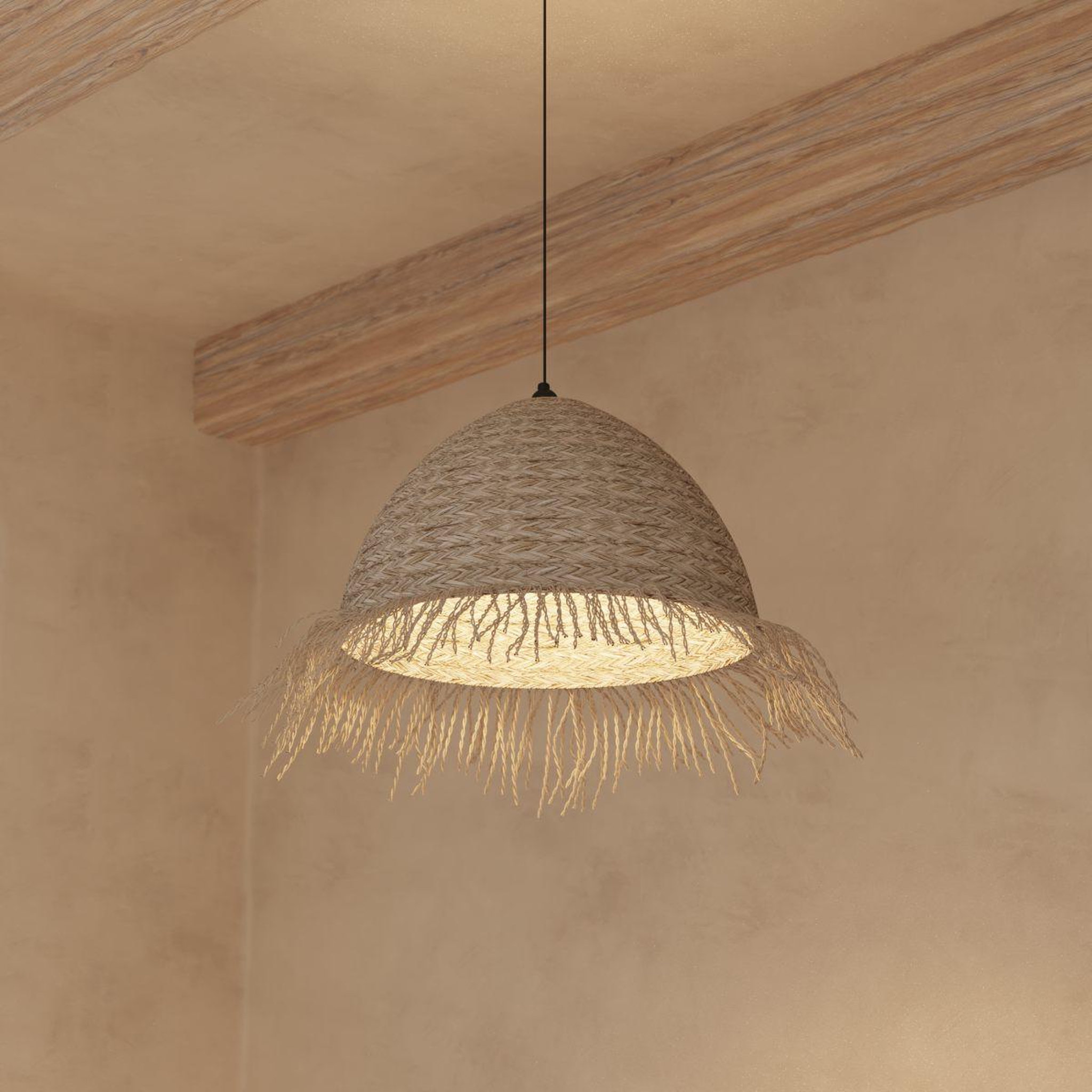 Voir la diapositive 6 : ATMOSPHERA Lampe suspension en roseau  sea view  56cm naturel