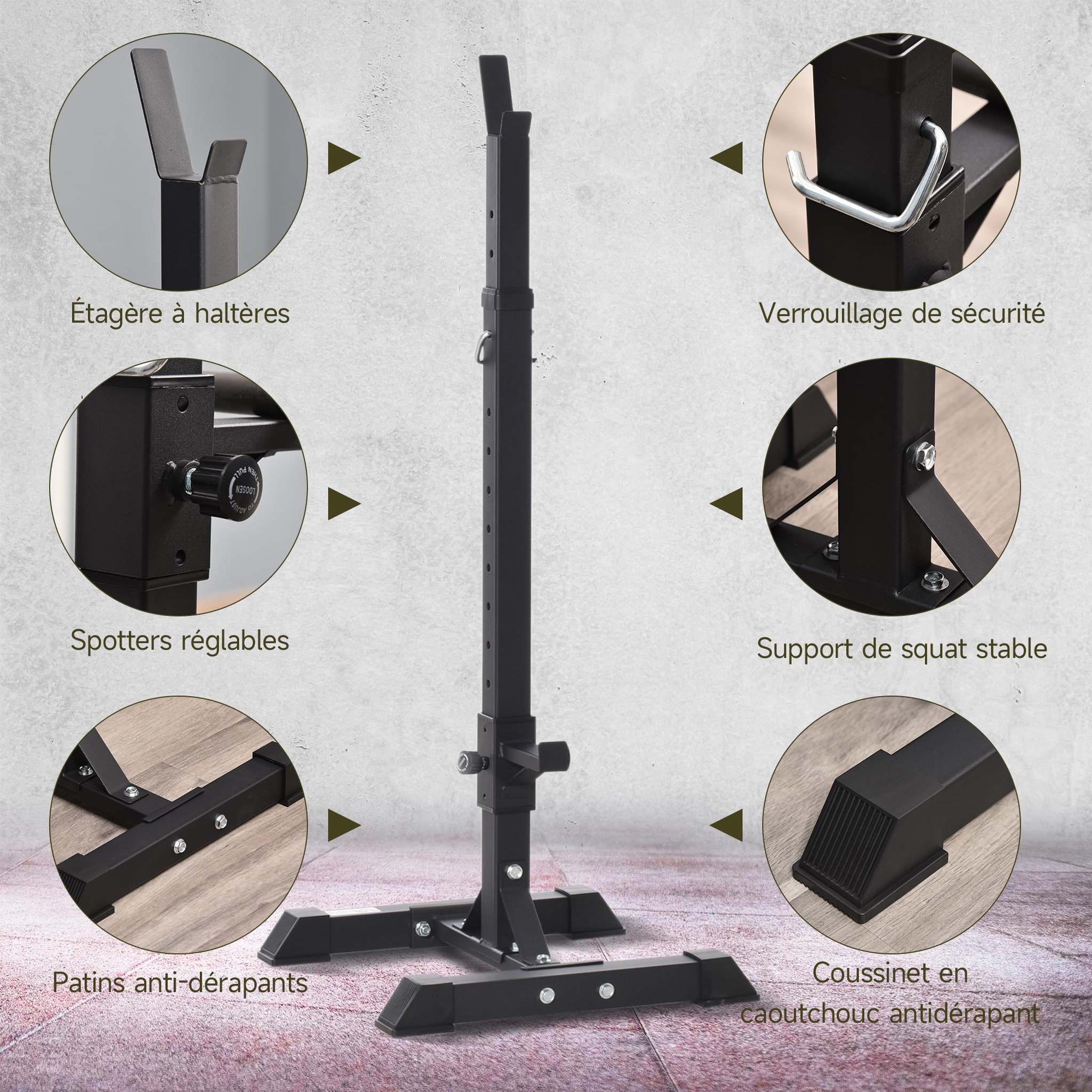 Voir la diapositive 6 : HOMCOM Support de musculation repose haltères charge max. 150 kg noir