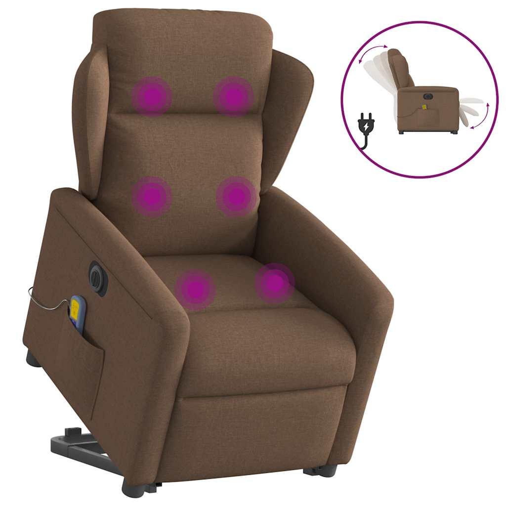 VIDAXL Fauteuil inclinable de massage electrique Marron Tissu