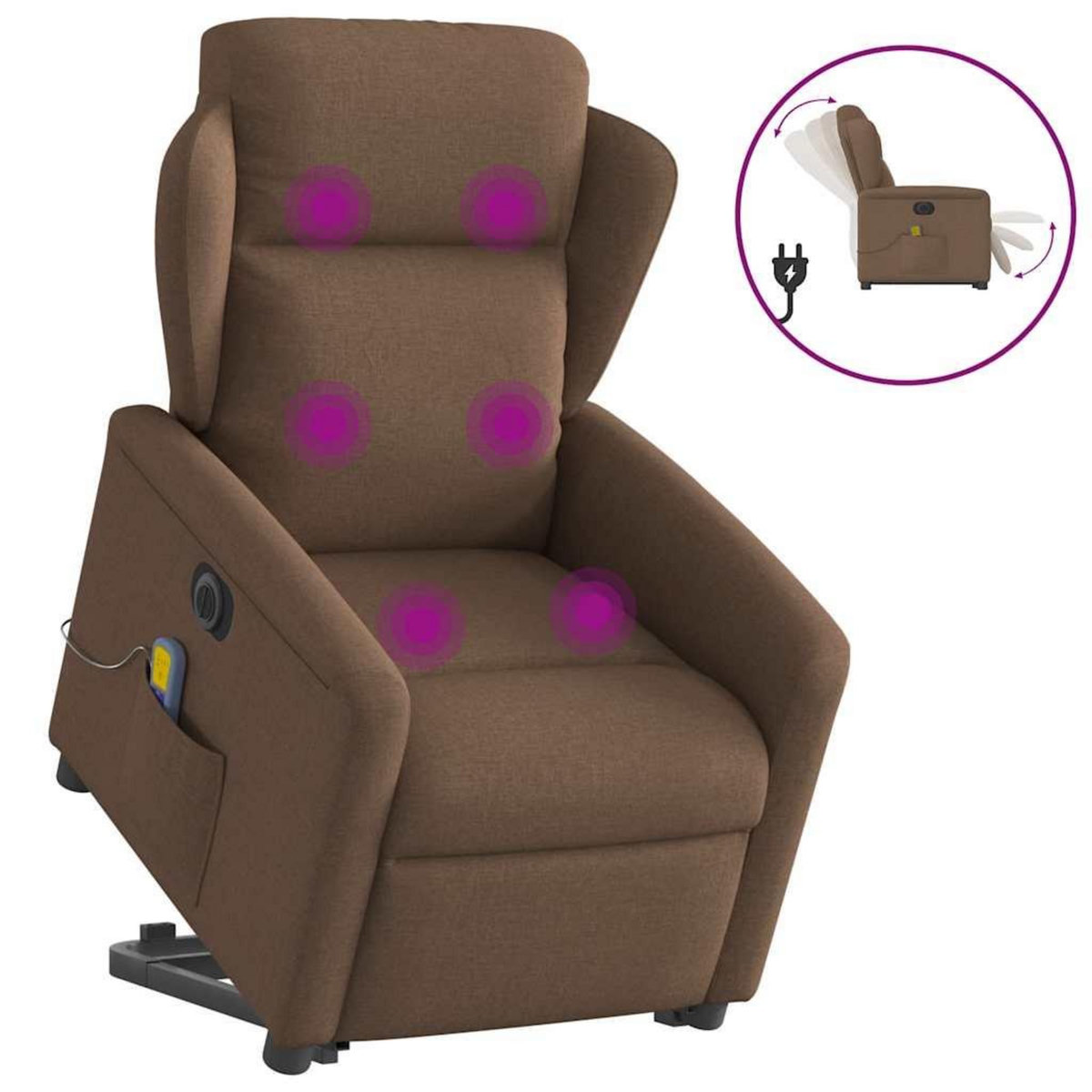 VIDAXL Fauteuil inclinable de massage electrique Marron Tissu