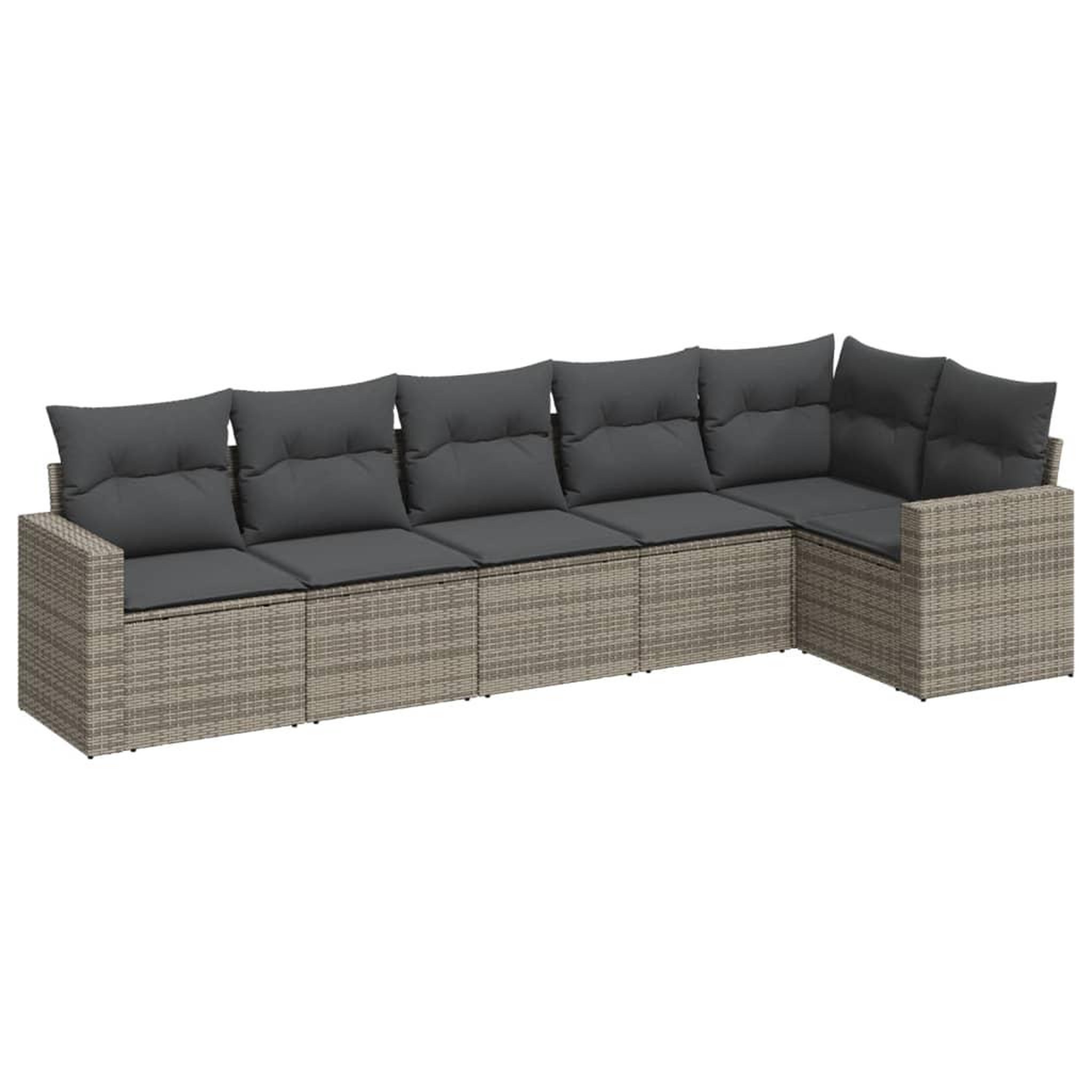Voir la diapositive 2 : VIDAXL Salon de jardin 6 pcs avec coussins gris resine tressee