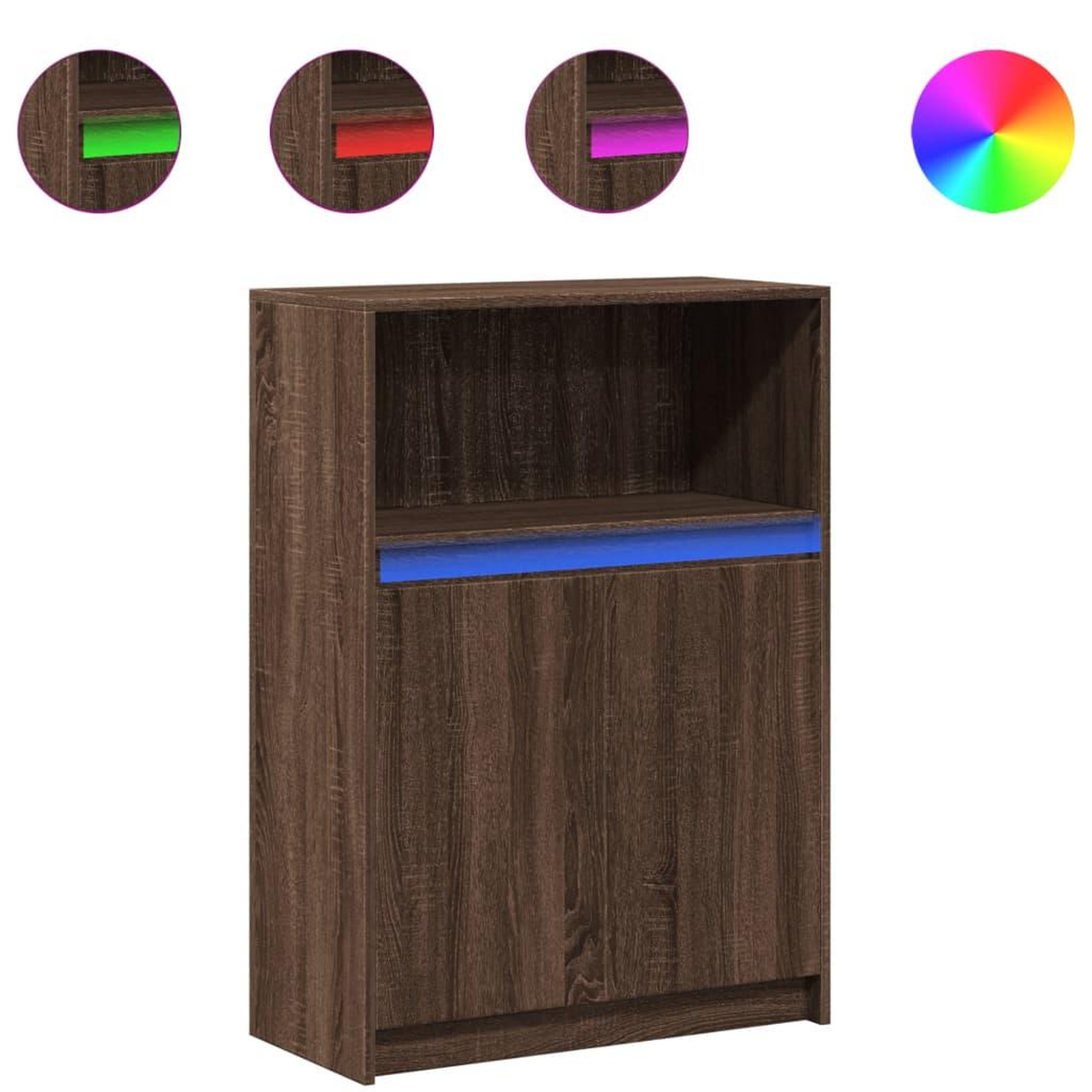 Voir la diapositive 2 : VIDAXL Buffet avec LED chene marron 72x34x100 cm bois d'ingenierie
