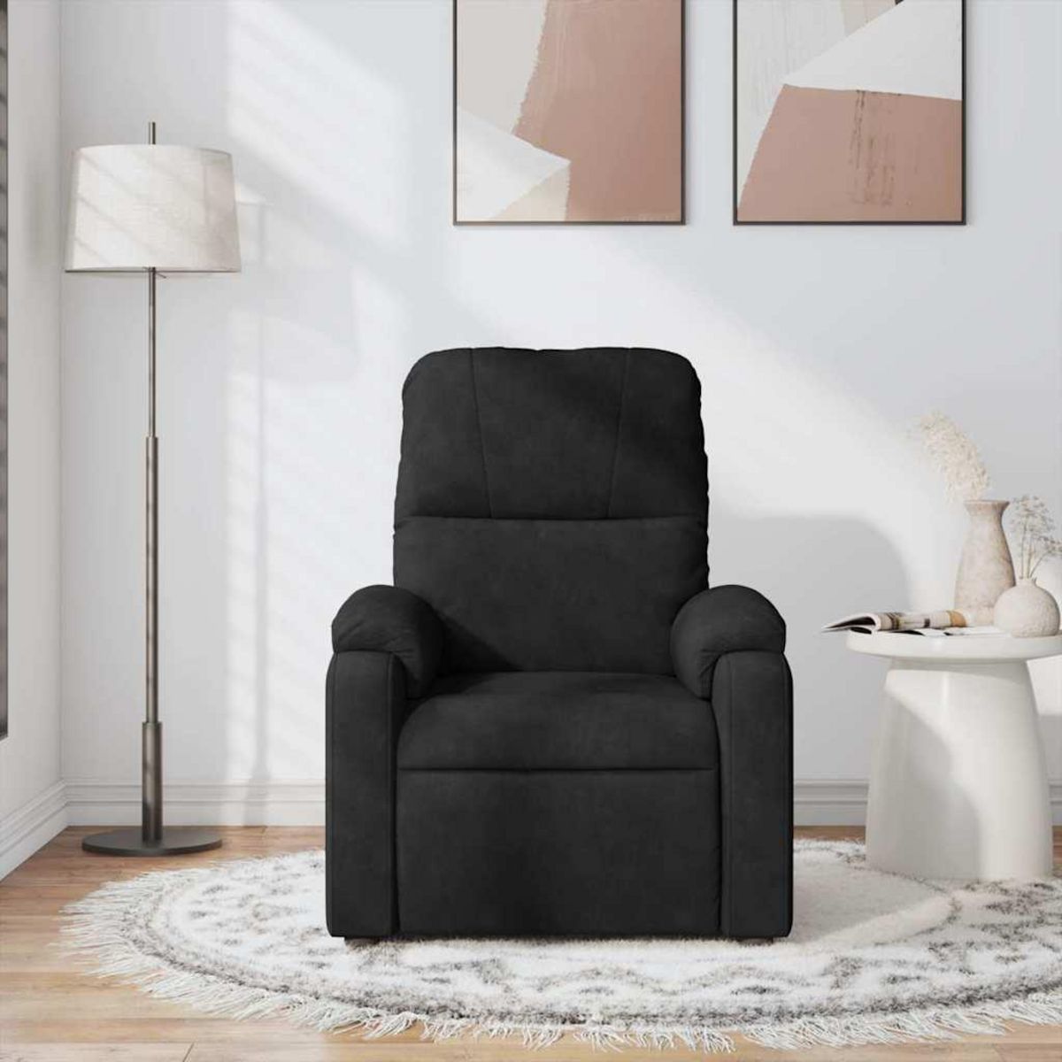 VIDAXL Fauteuil inclinable de massage noir tissu microfibre