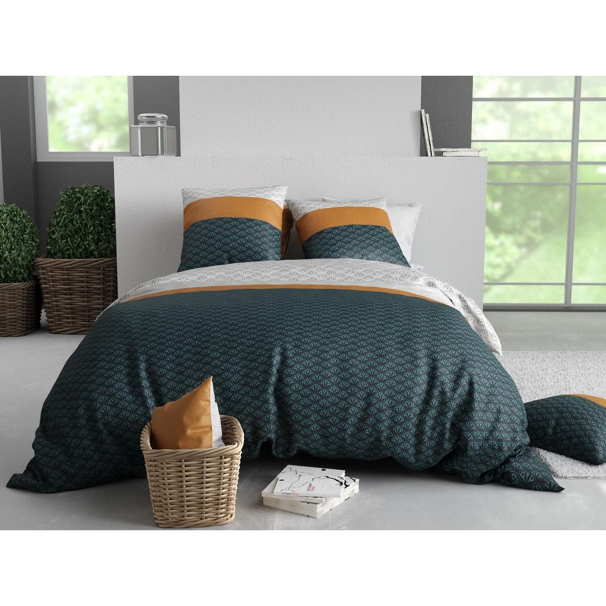 ATELIER DU COTON Parure housse de couette 100% coton 57fils orus