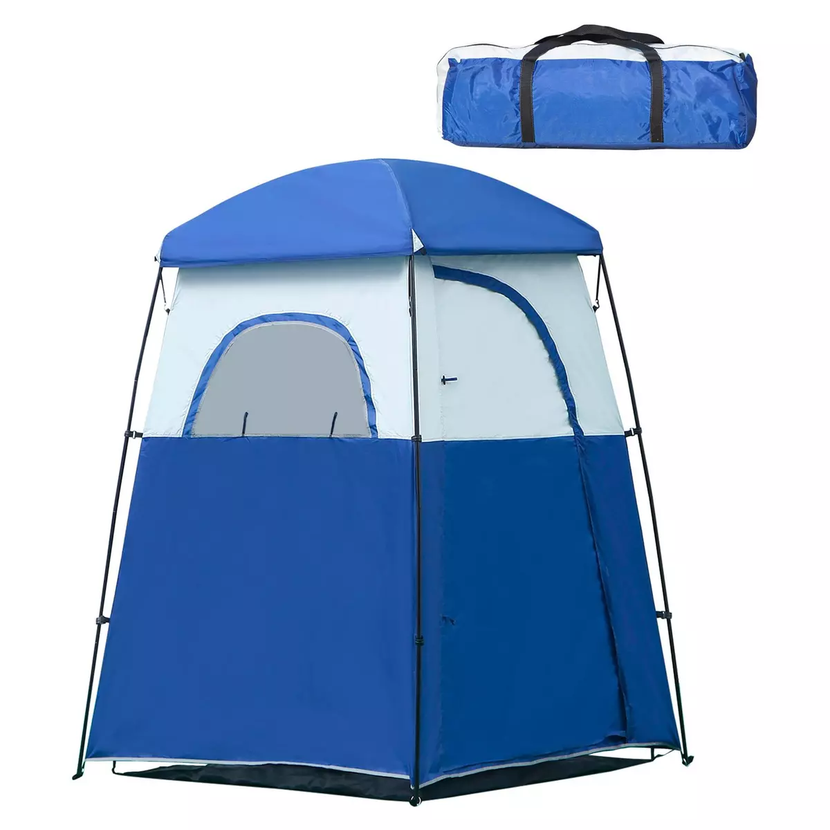 OUTSUNNY Tente cabine de douche portable pour camping 1-2 personnes sac de transport inclus étanche - Oxford - dim. 167L x 167l x 224H cm - bleu et blanc