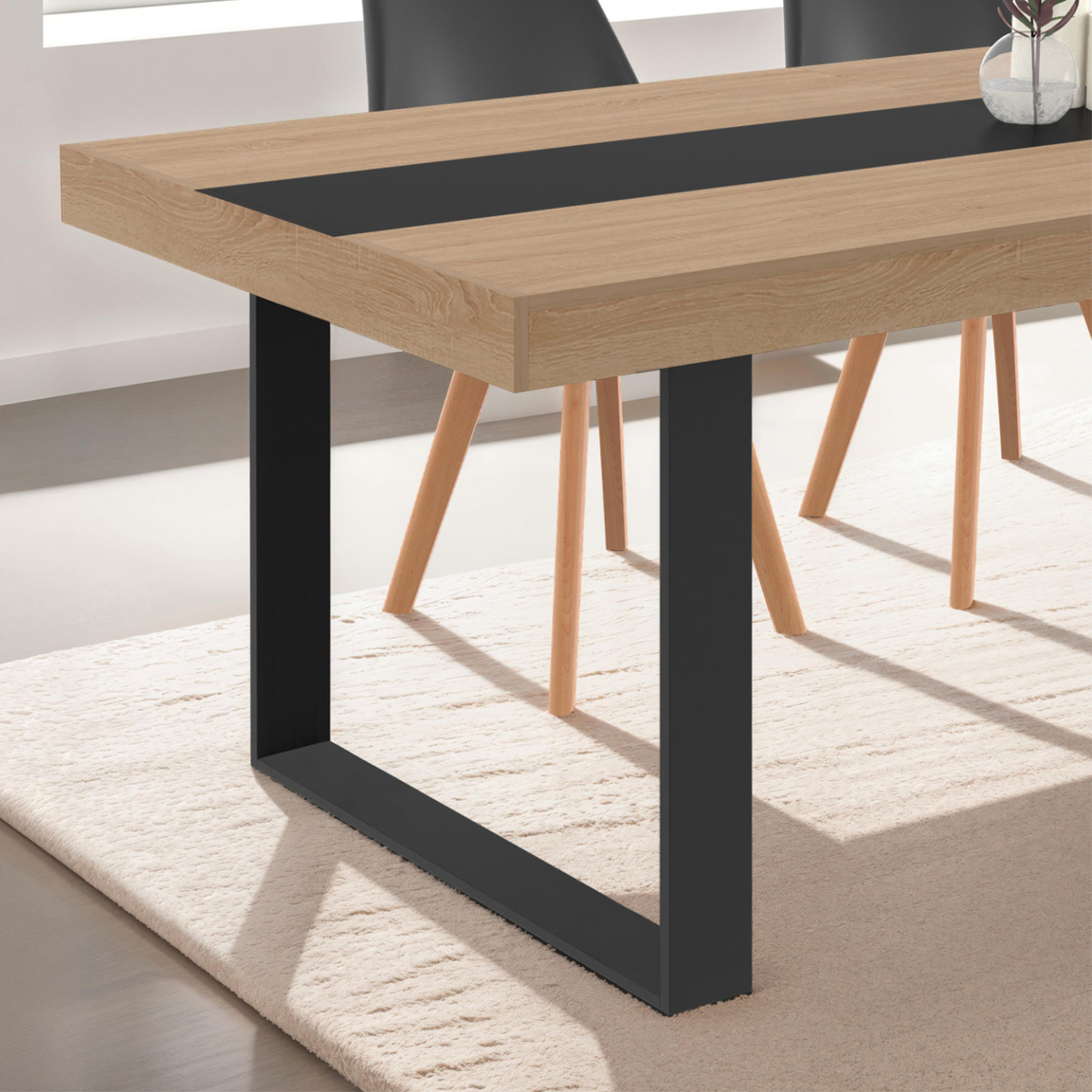 Voir la diapositive 2 : ID MARKET Lot de 2 pieds de table carrés 78x71 cm noir design industriel