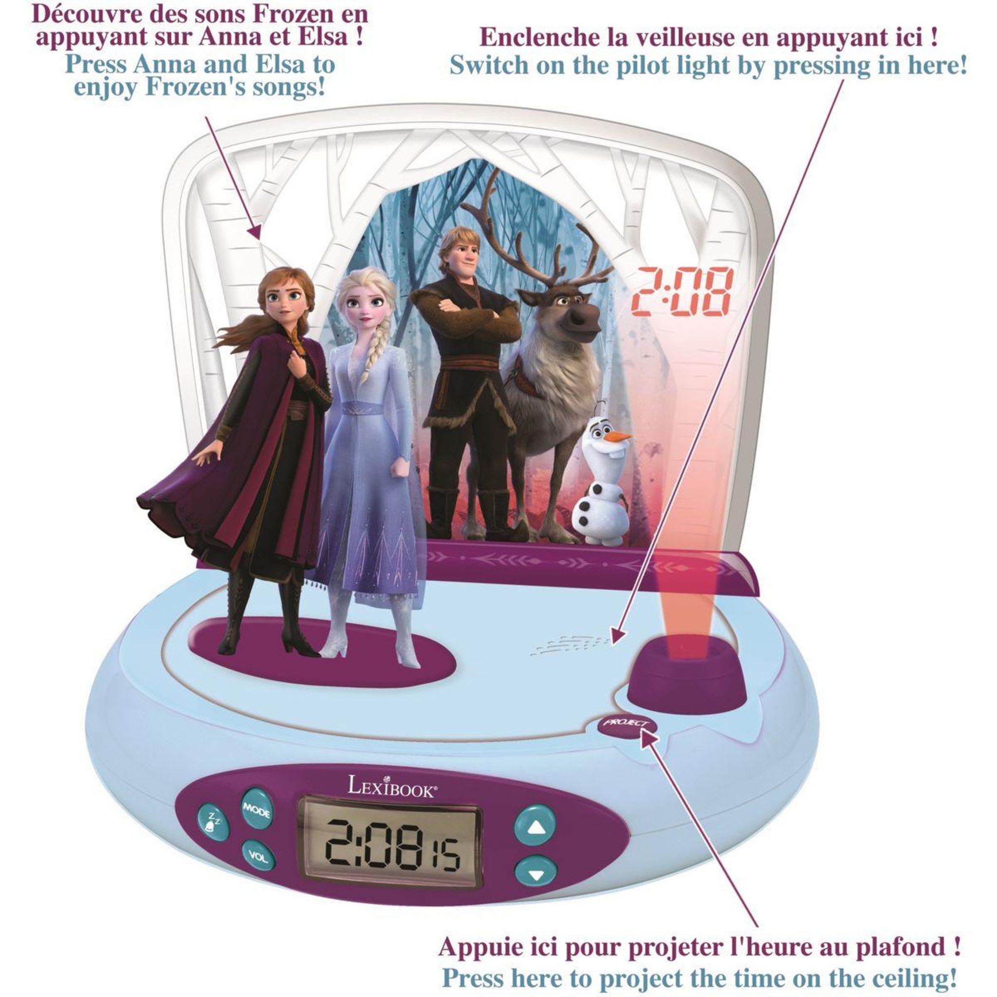 Voir la diapositive 3 : Lexibook Réveil rp510fz projecteur disney frozen ii