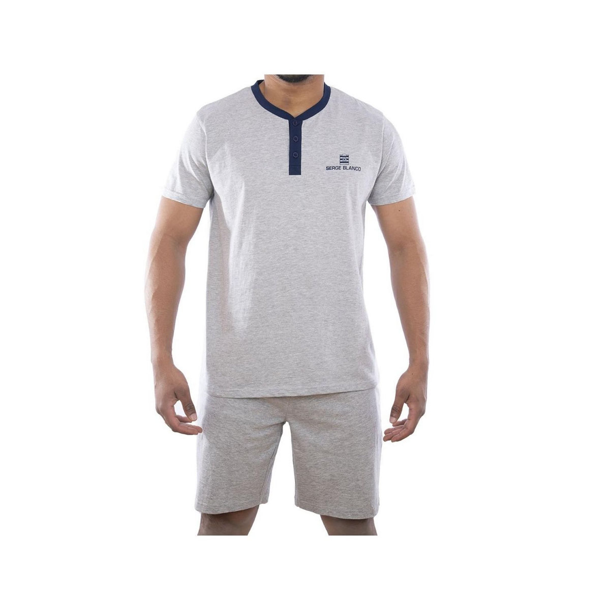 SERGE BLANCO Ensemble homme Pyjama court T-shirt col tunisien