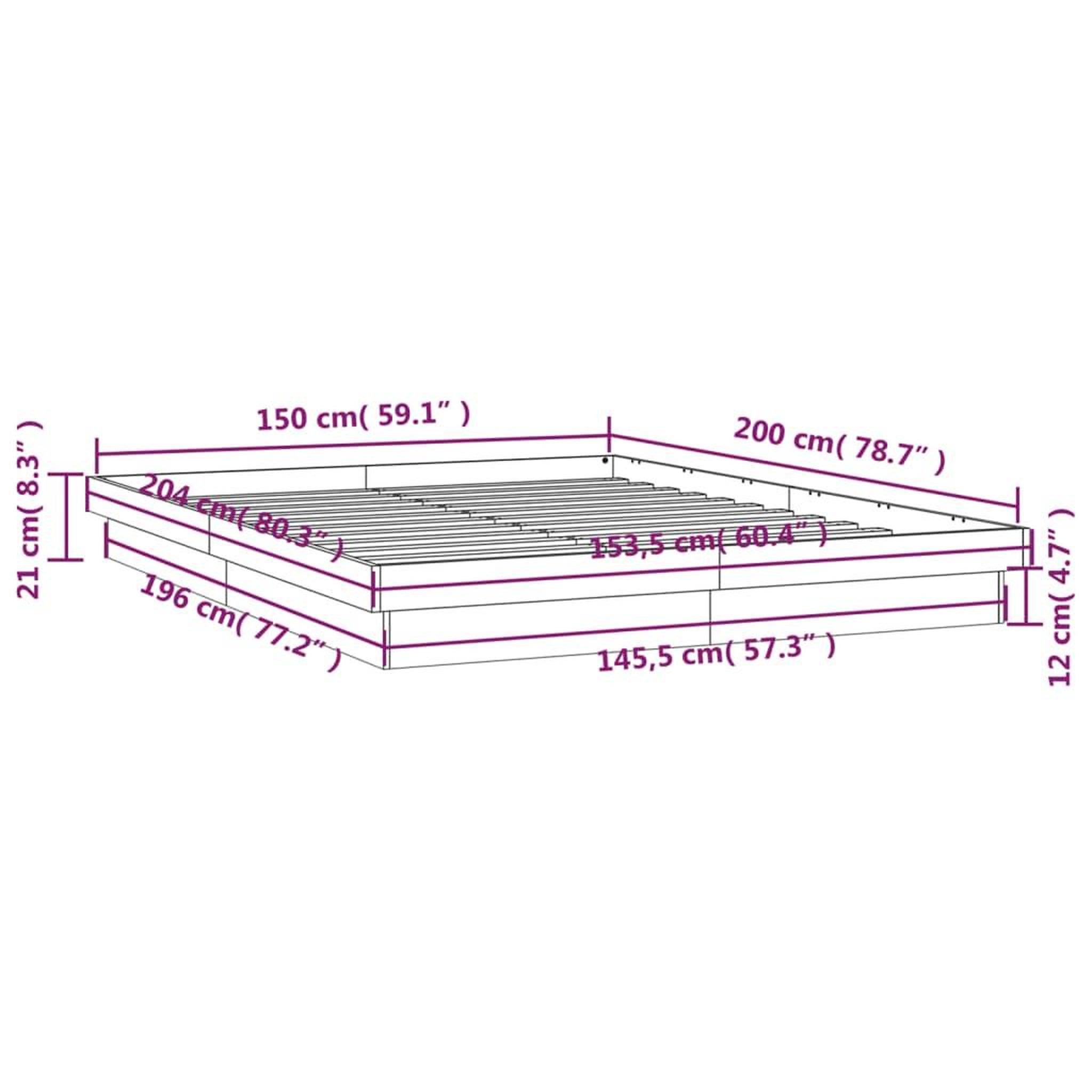Voir la diapositive 6 : VIDAXL Cadre de lit a LED sans matelas bois massif