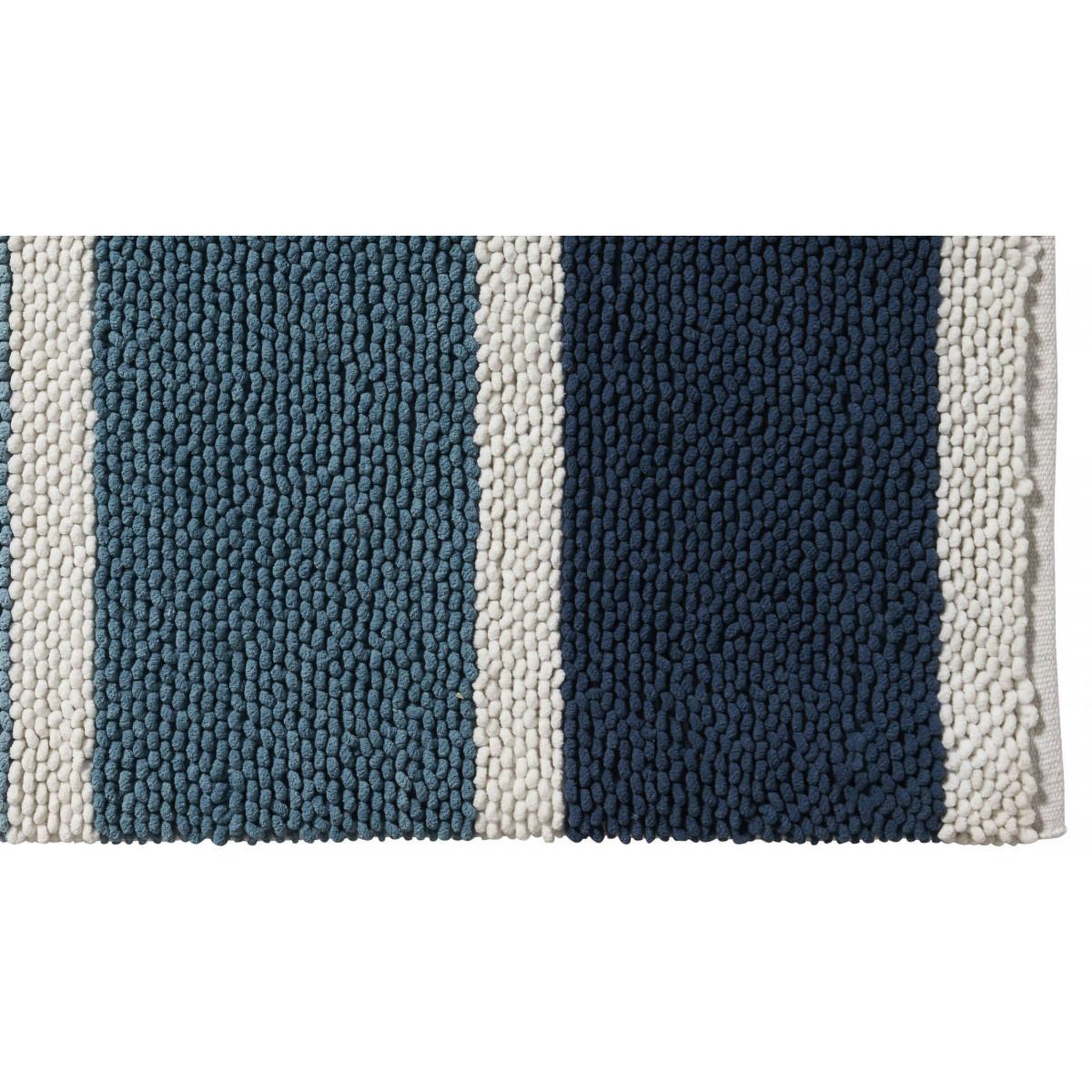 Voir la diapositive 3 : GUY LEVASSEUR Tapis de bain déco à rayures en polycoton