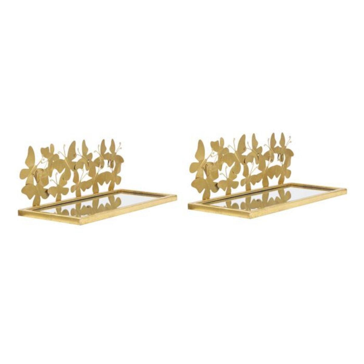 Paris Prix Lot de 2 Étagère Murales Design  Butterfly  43cm Or