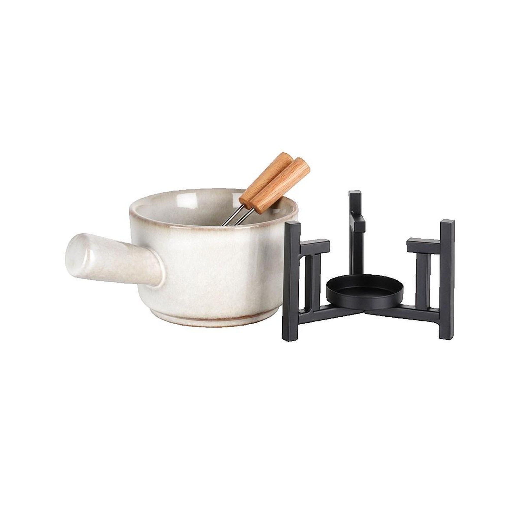 Voir la diapositive 3 : HOME&STYLING Ensemble à fondue Home Styling Collection beige avec fourchettes en acier inoxydable